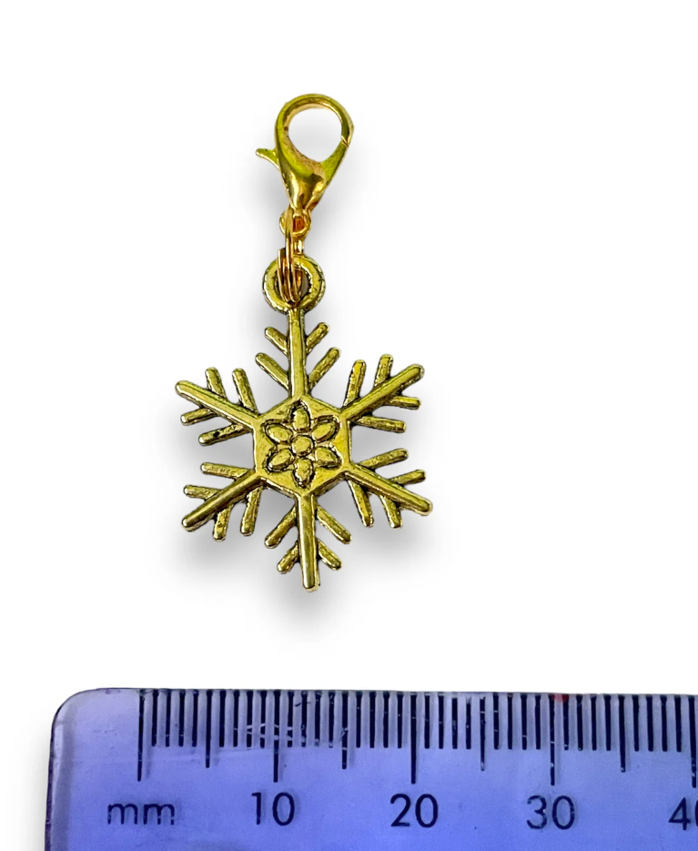 Gold Snowflake Charm Stitch Marker | Key Ring Addition |  Key Chain Addition | Charm Bracelet Addition