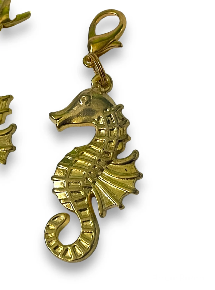 Golden Seahorse Stitch Marker | Key Chain or Key Ring Addition | Charm Bracelet Addition