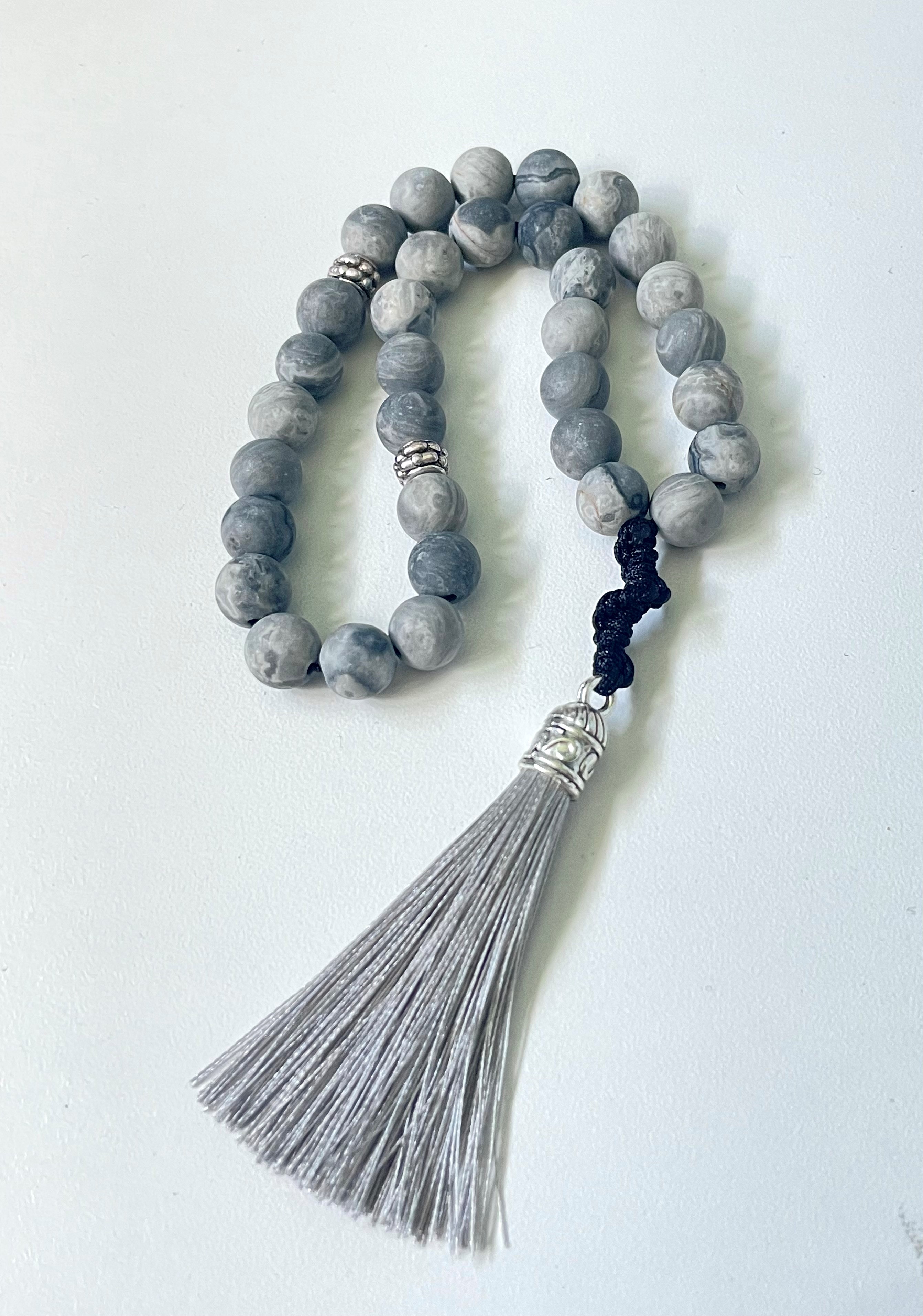 33 Map Stone Jasper Grey and Black Masbaha | Tasbih