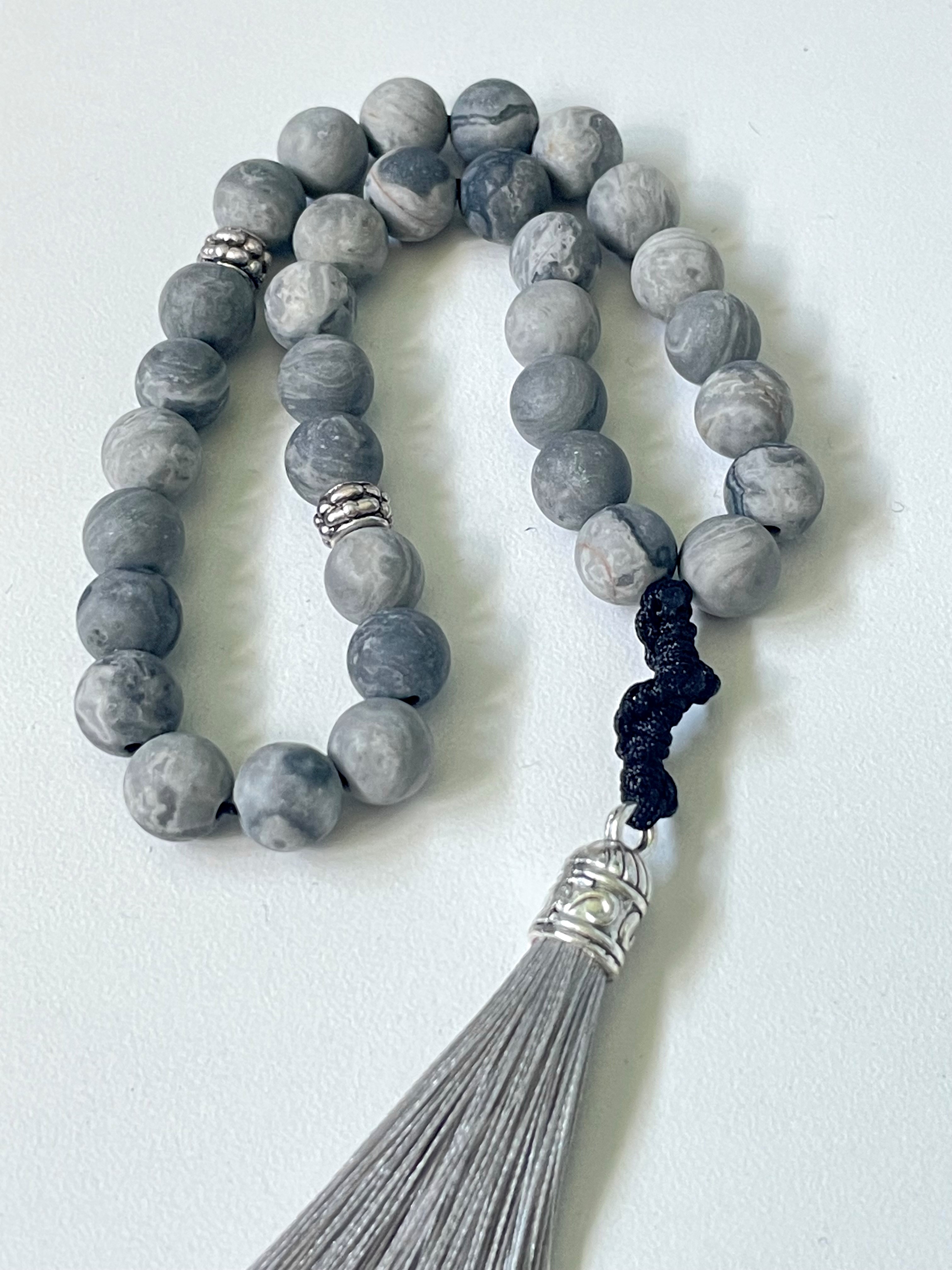 33 Map Stone Jasper Grey and Black Masbaha | Tasbih