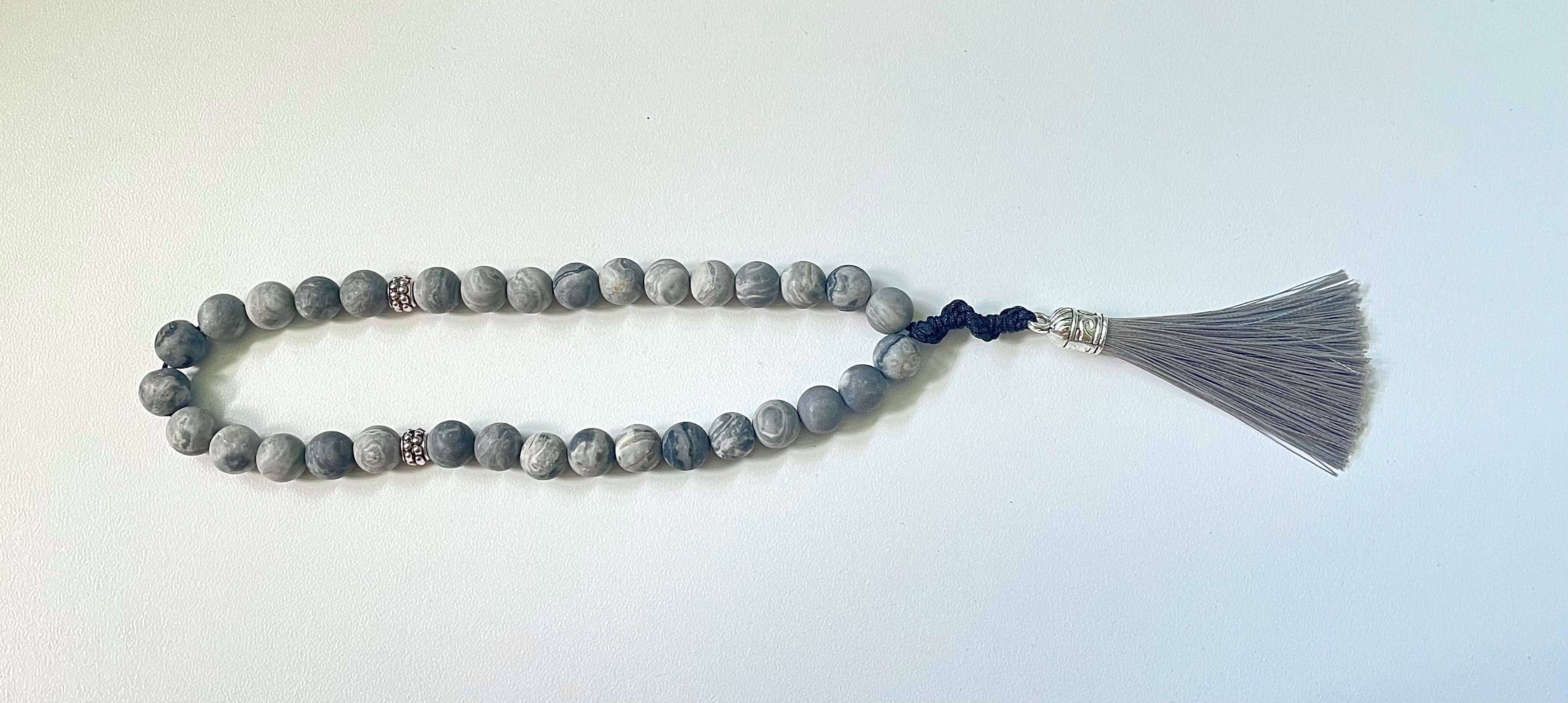 33 Map Stone Jasper Grey and Black Masbaha | Tasbih