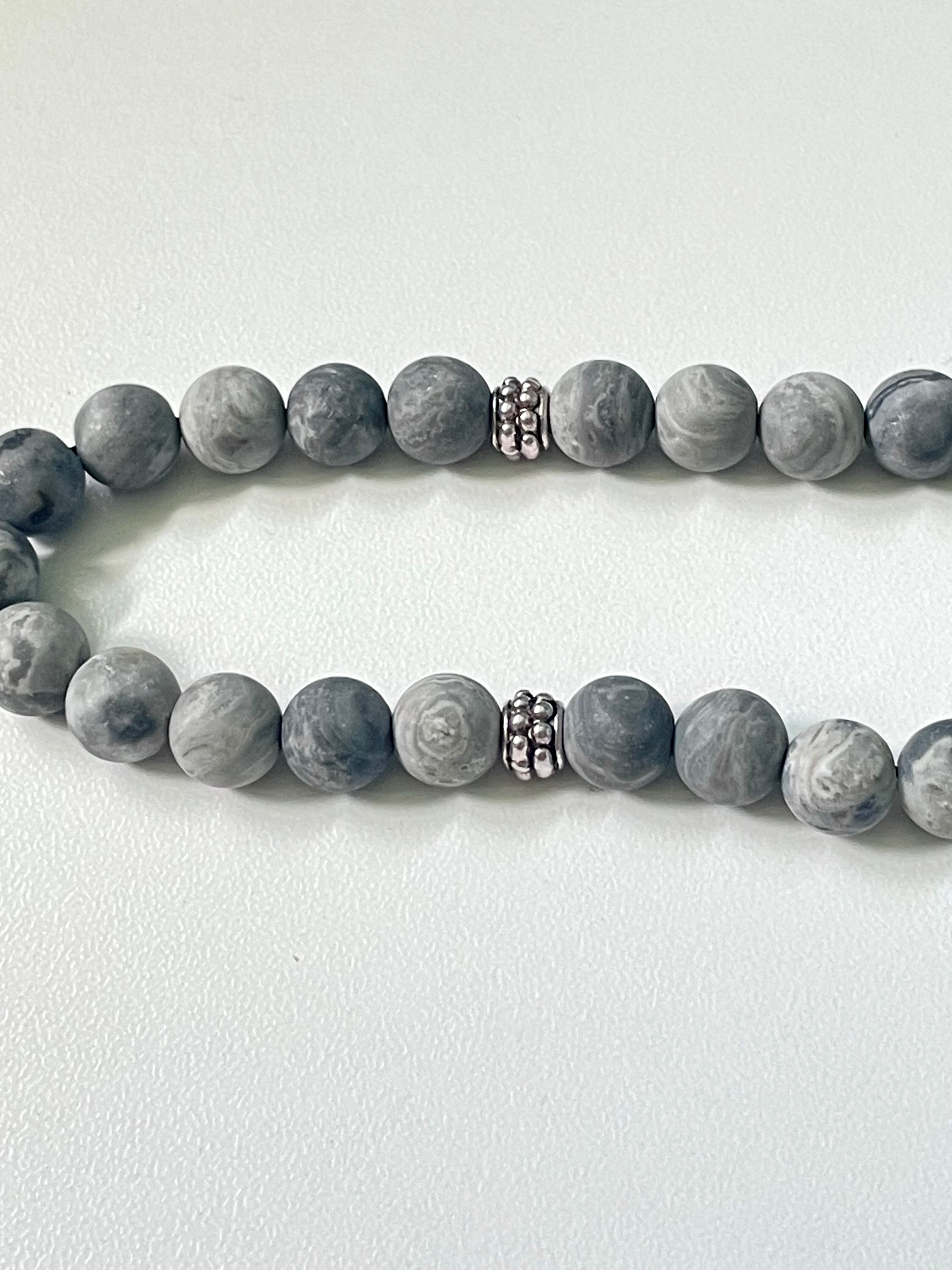 33 Map Stone Jasper Grey and Black Masbaha | Tasbih