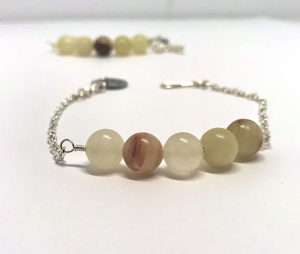 Green Aventurine Silver Chain Bracelet