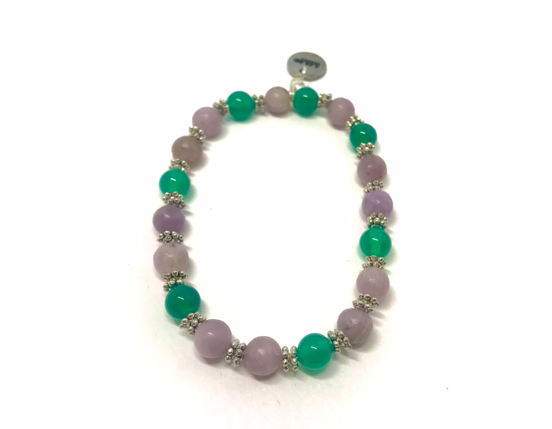 Lilac Quartz and Green Onyx Bracelet