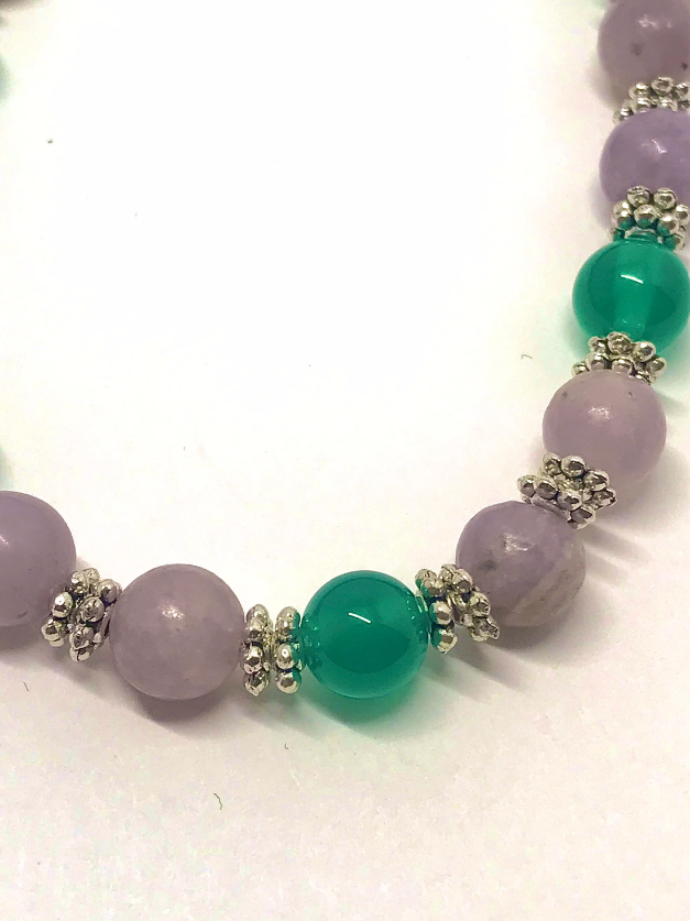 Lilac Quartz and Green Onyx Bracelet