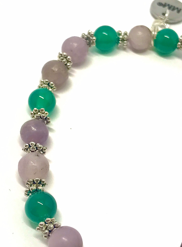 Lilac Quartz and Green Onyx Bracelet