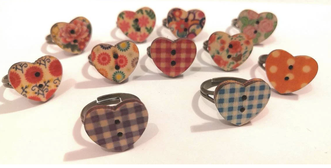 Little Heart Button Adjustable Ring
