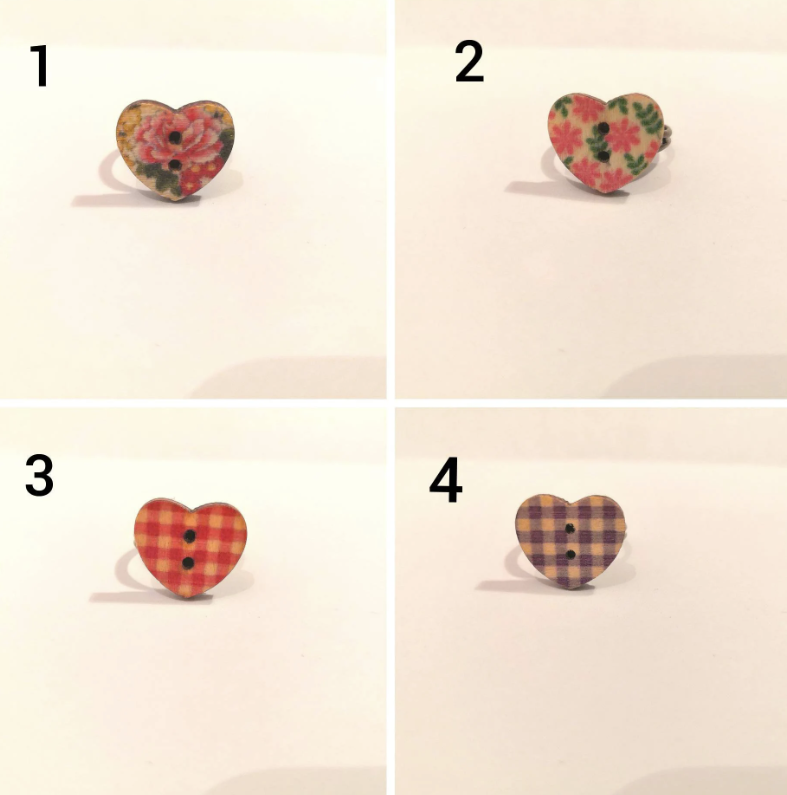 Little Heart Button Adjustable Ring