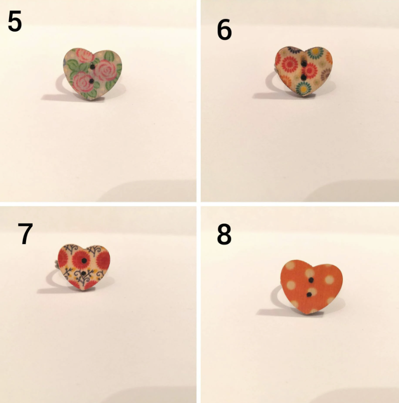 Little Heart Button Adjustable Ring