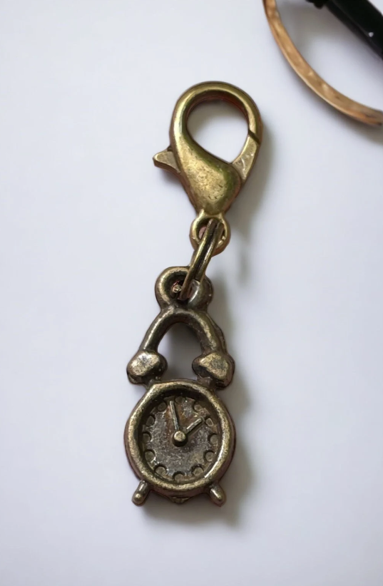 Mini Bronze Brass Alarm Charm Stitch Marker | Bracelet Addition | Key Chain Addition | Key Ring Addition