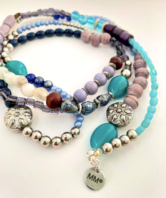 Mish Mash Blue, Purple and Silver Long Necklace