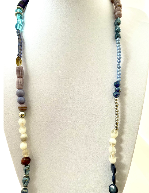Mish Mash Blue, Purple and Silver Long Necklace