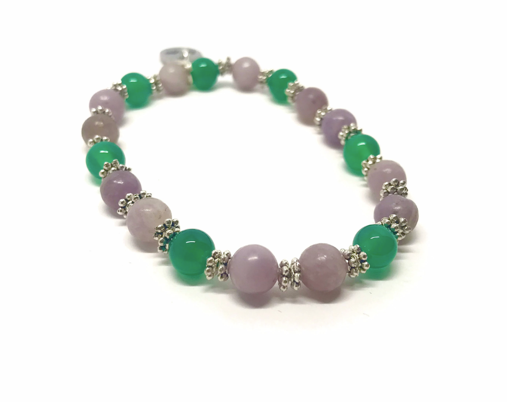 Lilac Quartz and Green Onyx Bracelet
