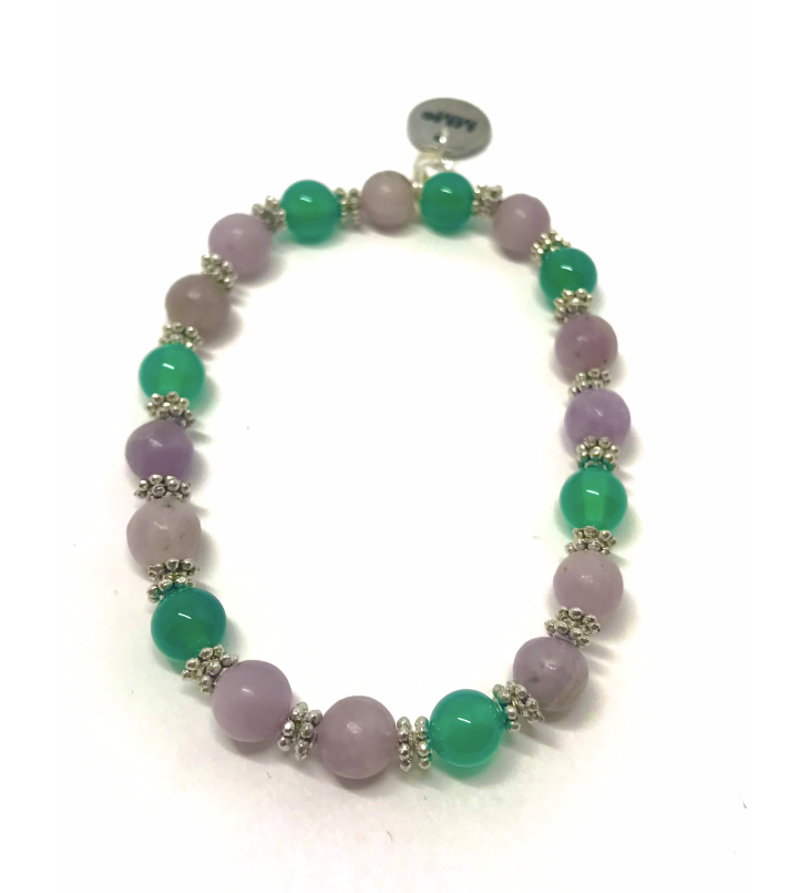 Lilac Quartz and Green Onyx Bracelet