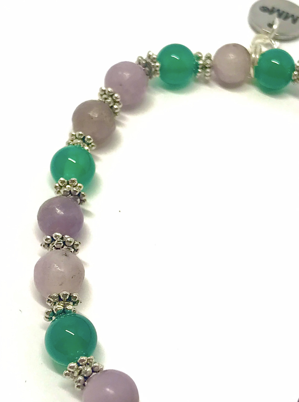 Lilac Quartz and Green Onyx Bracelet