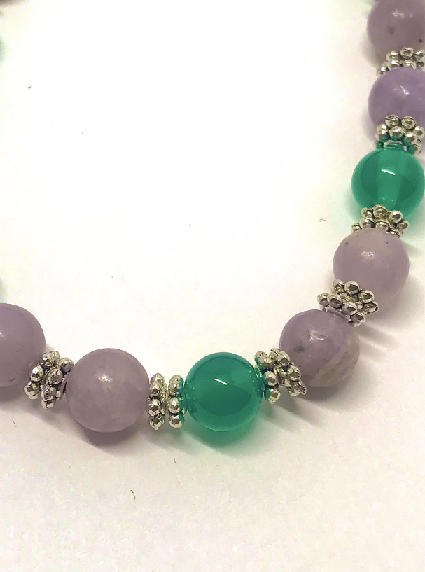 Lilac Quartz and Green Onyx Bracelet