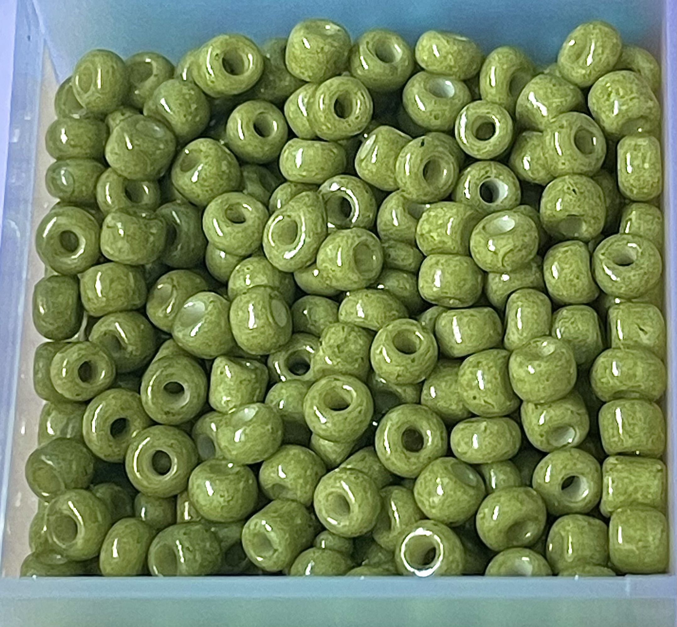 8/0 Khaki Green Glass Seed Beads