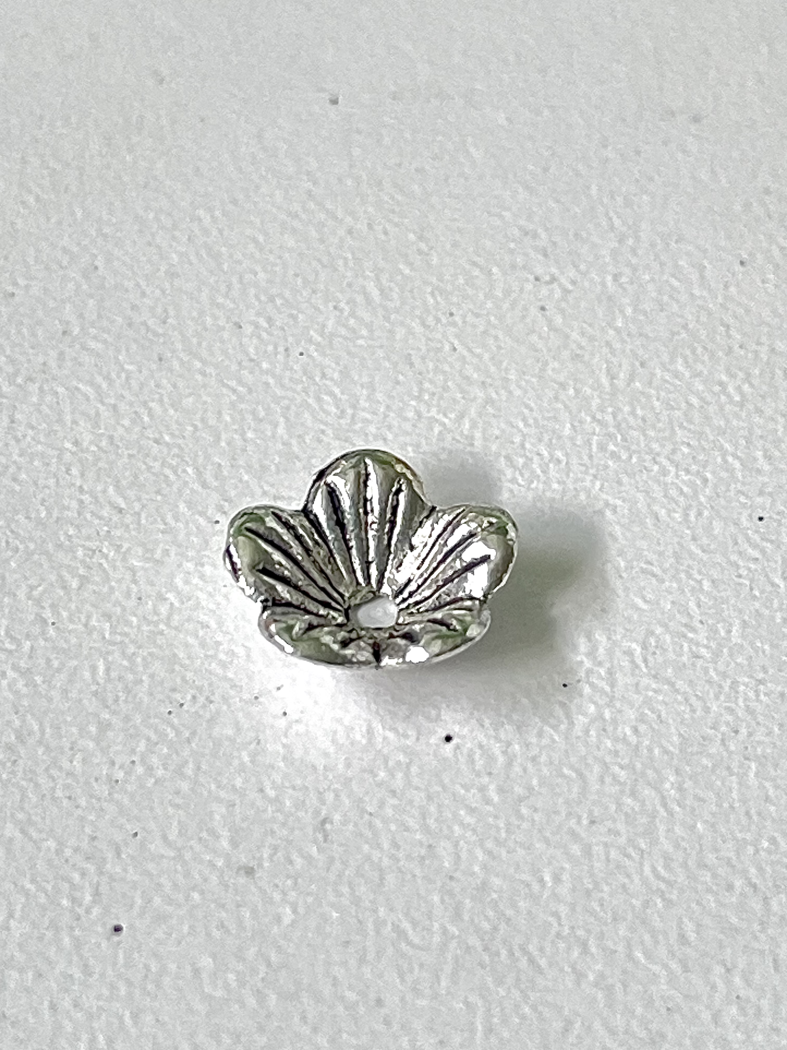 Floral Silver Cup Bead Caps