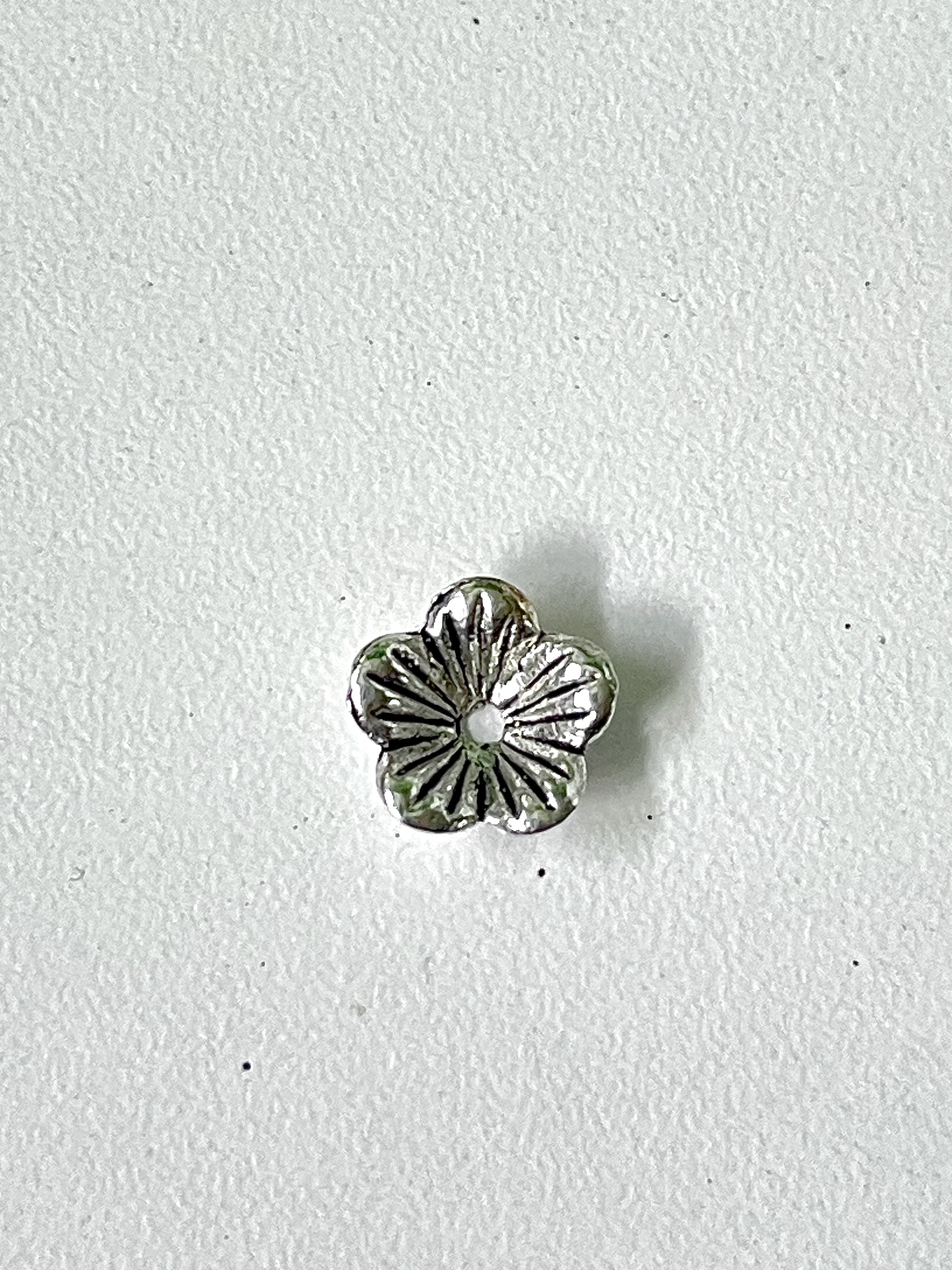 Floral Silver Cup Bead Caps