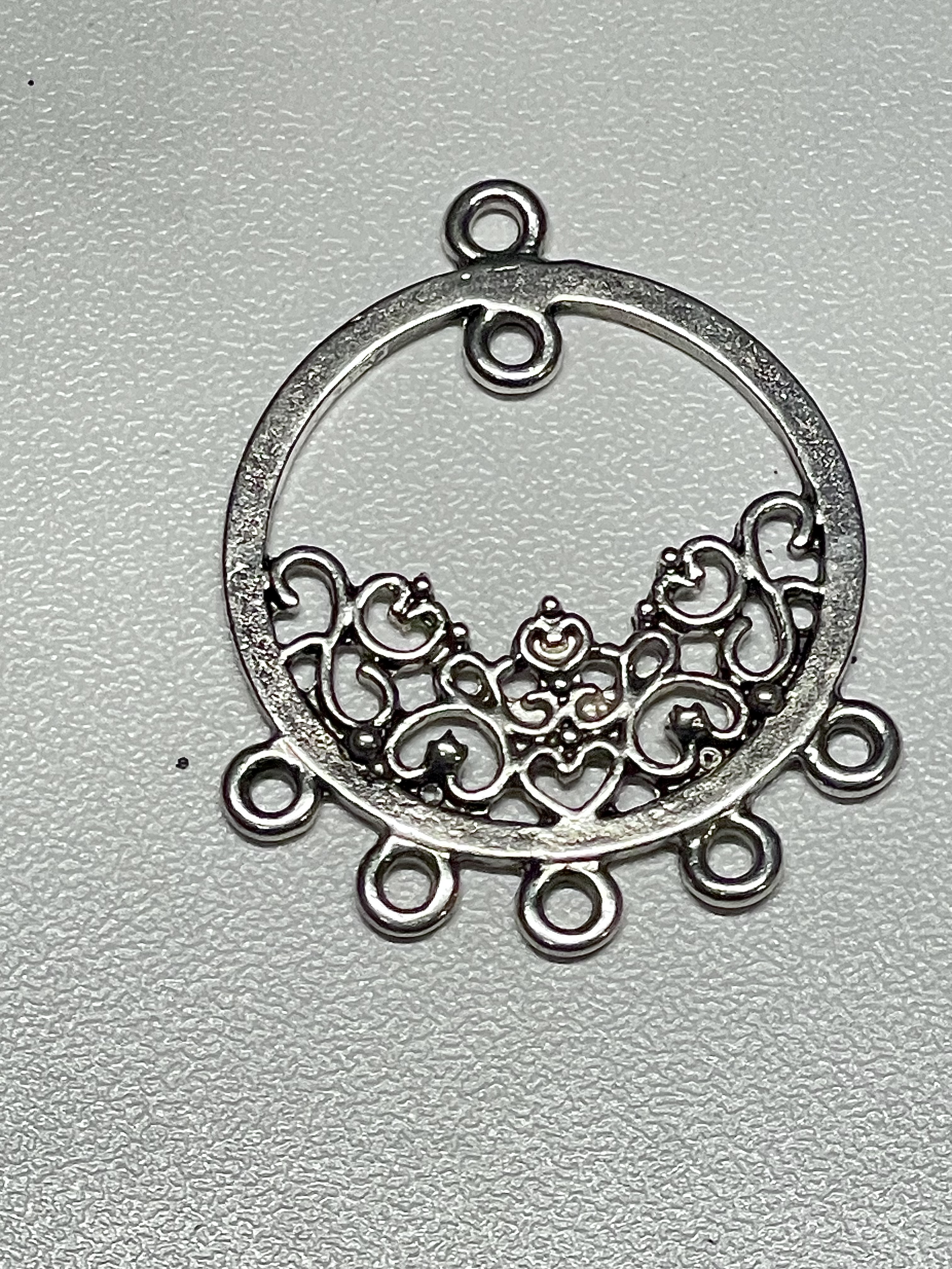 Silver Hearty Connector Pendant Earring Frame