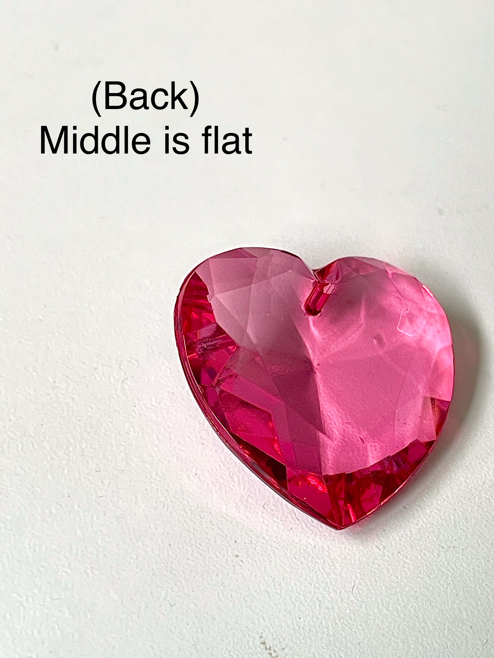 Faceted Deep Pink Acrylic Heart Pendant Charm Bead