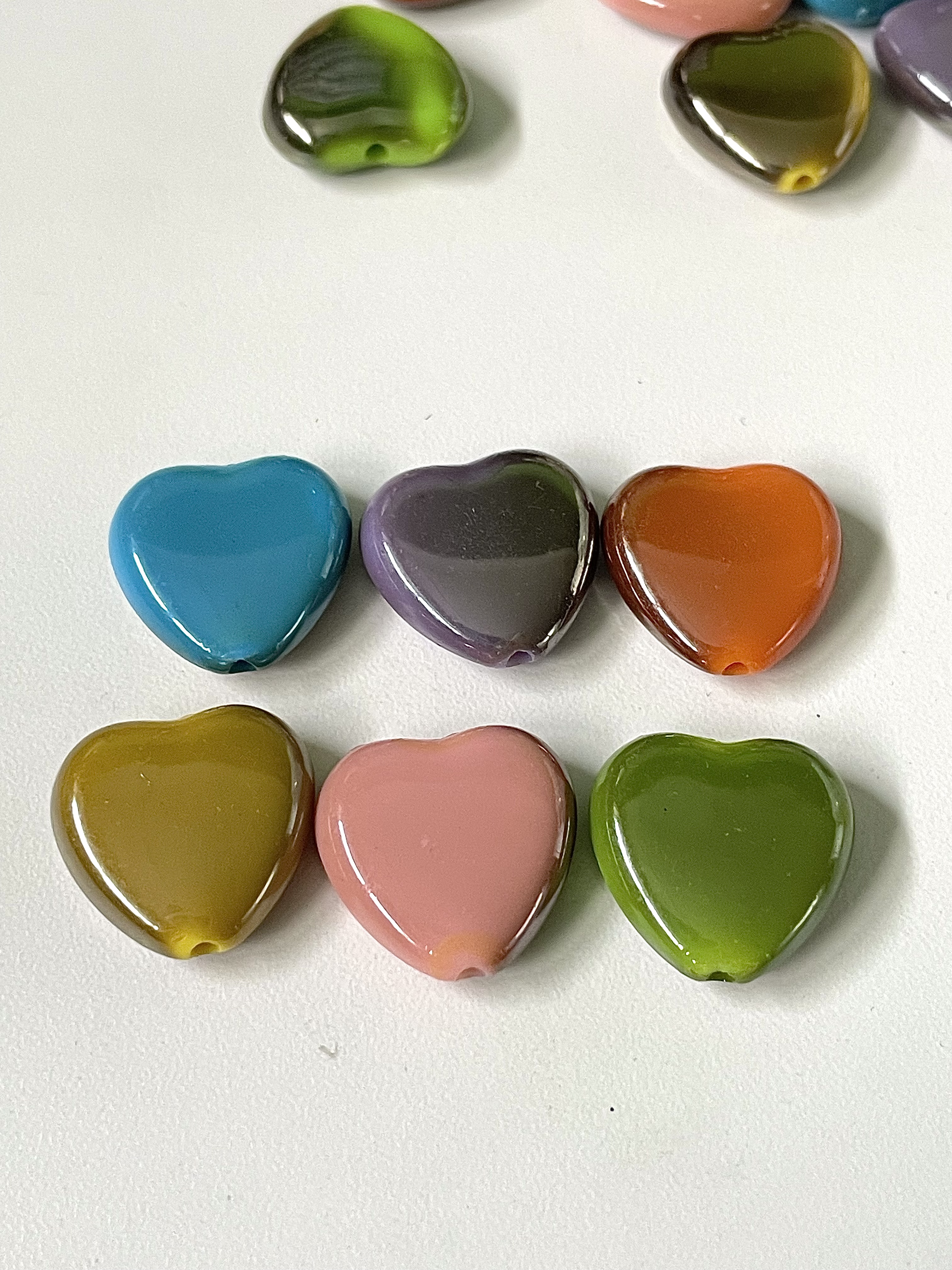 AB Coated Mixed Colour Acrylic Heart Beads