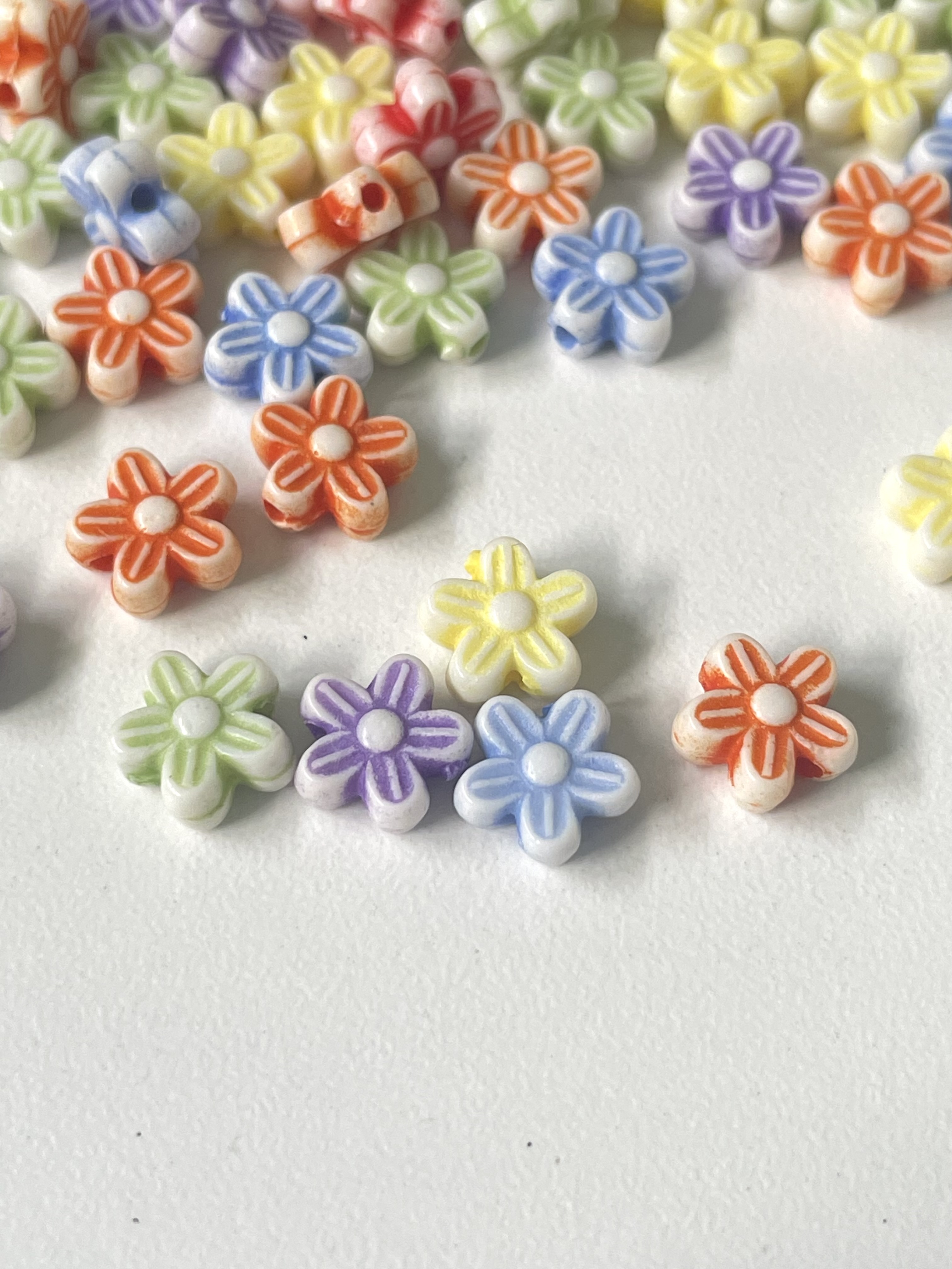 Mixed Soft Colour Flower Beads