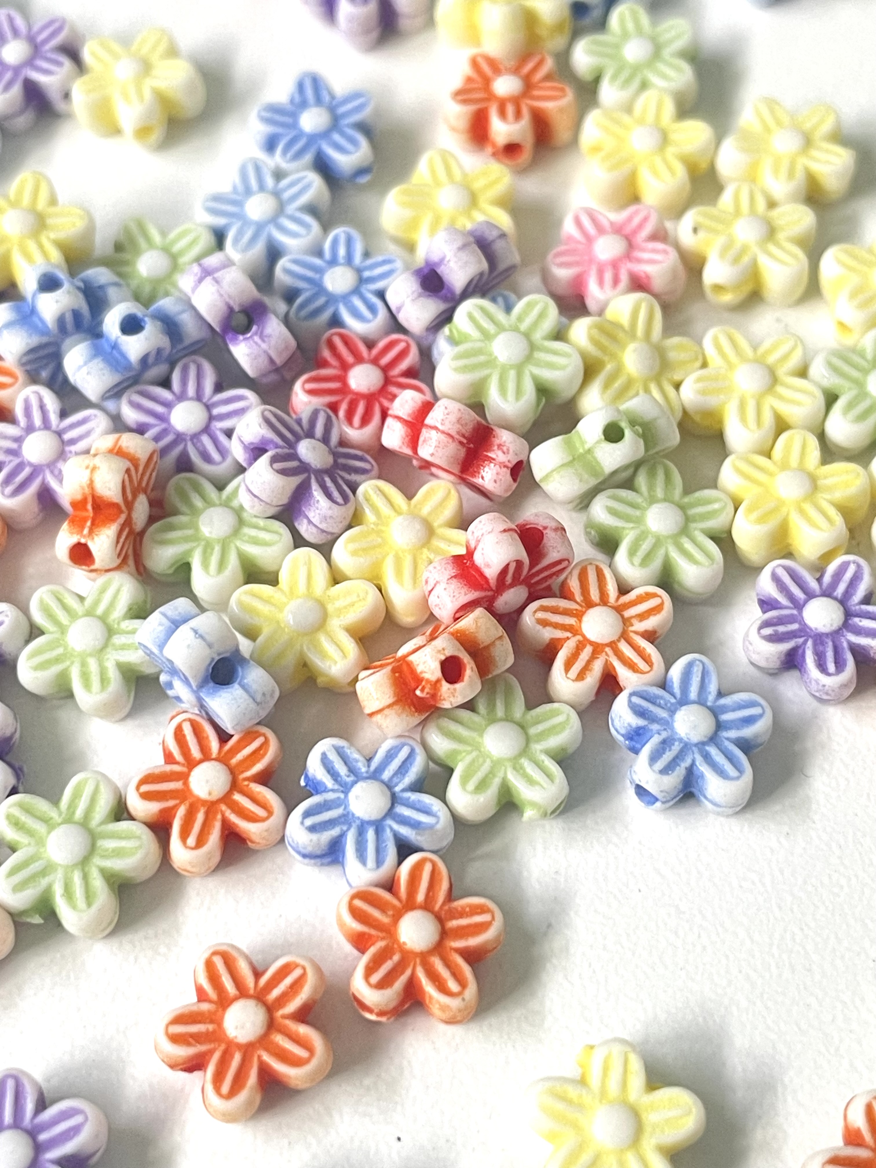 Mixed Soft Colour Flower Beads