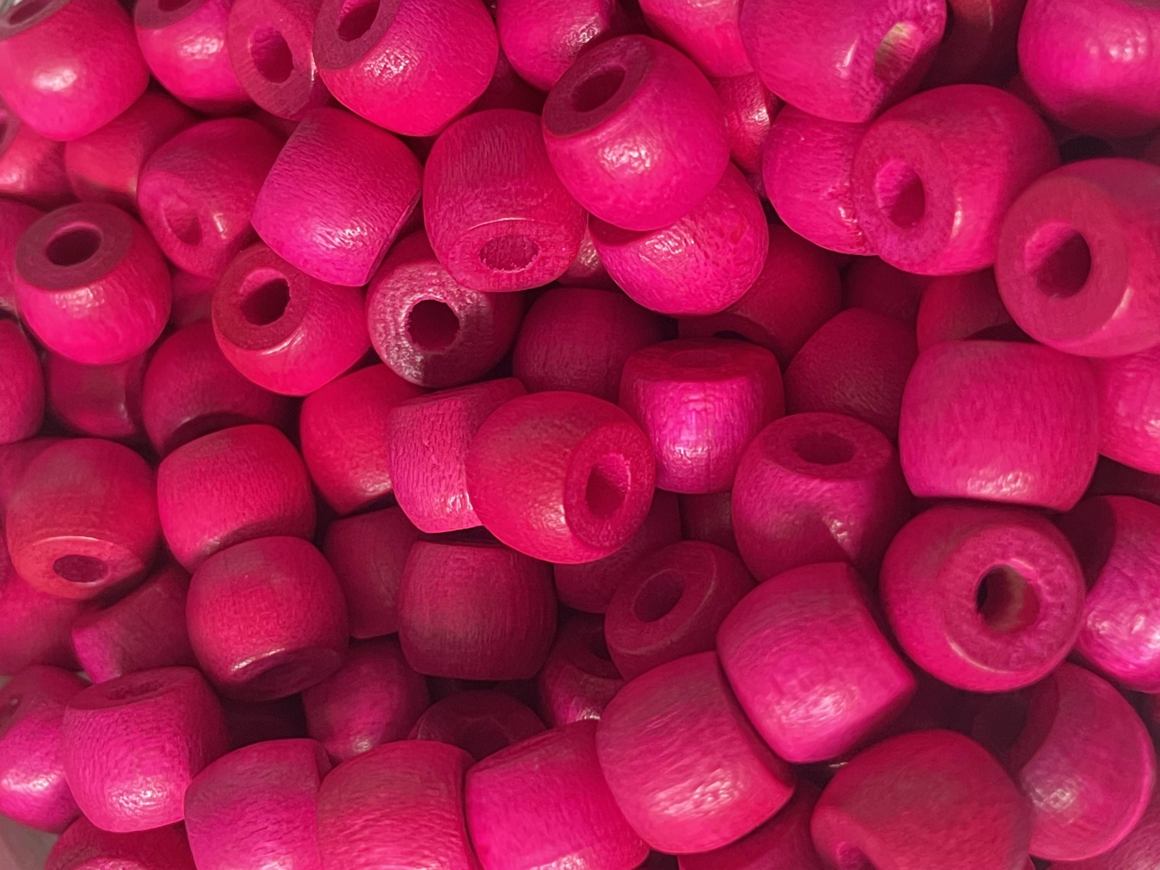 Cerise Pink Chunky Cup Wooden Beads 