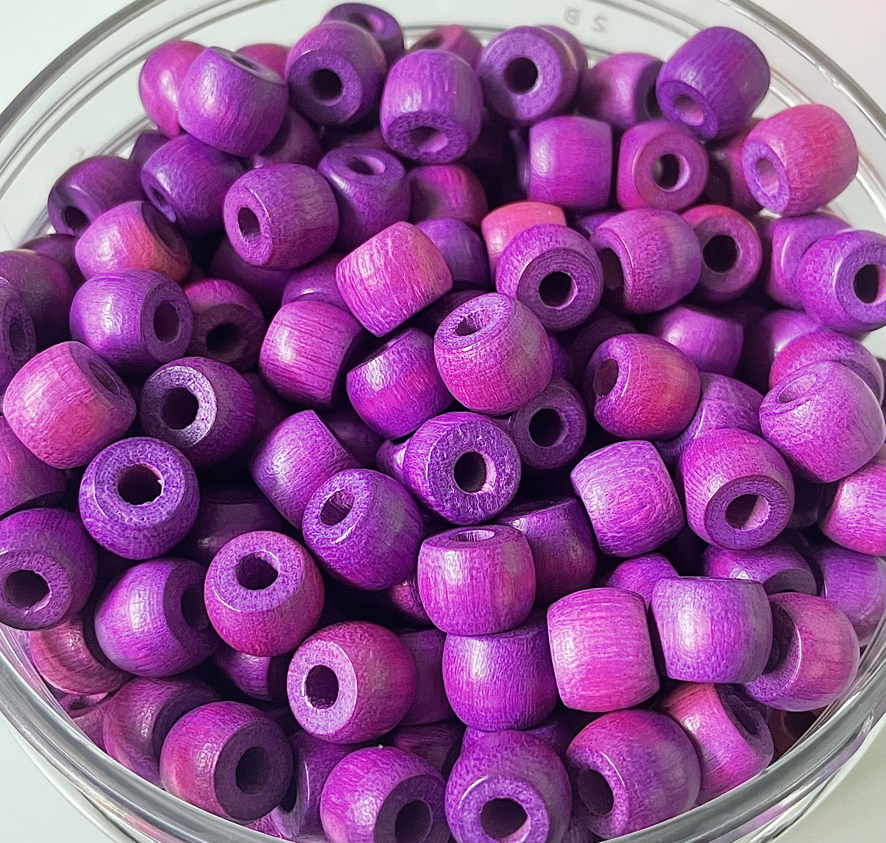 Purple Chunky Cup Wooden Beads 