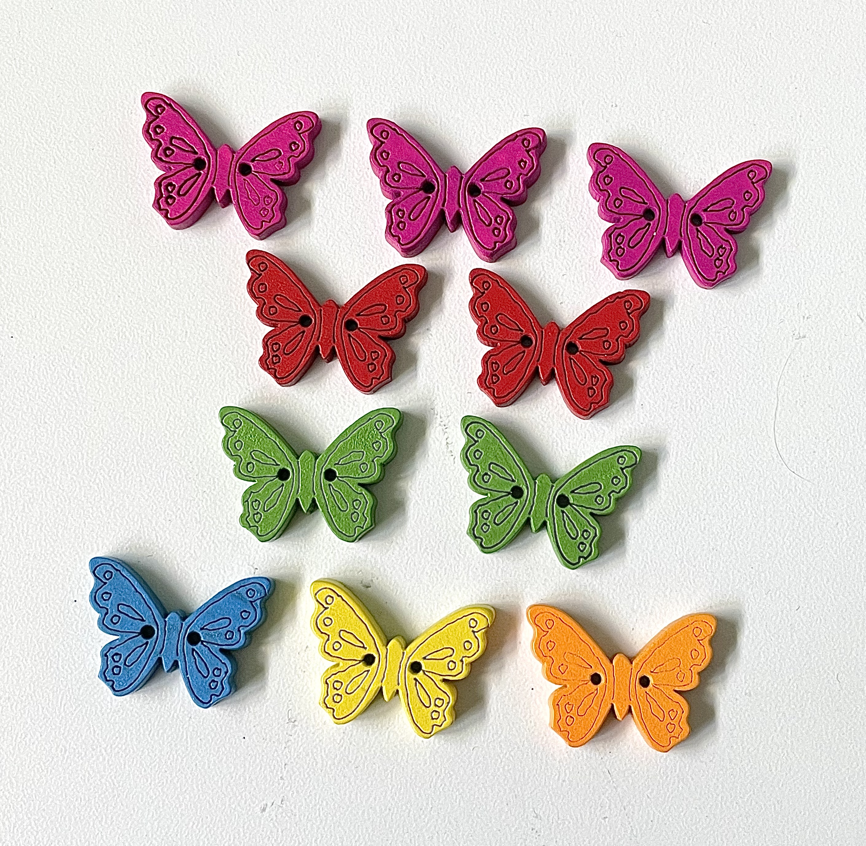 Colourful Laser Cut Butterfly Buttons 