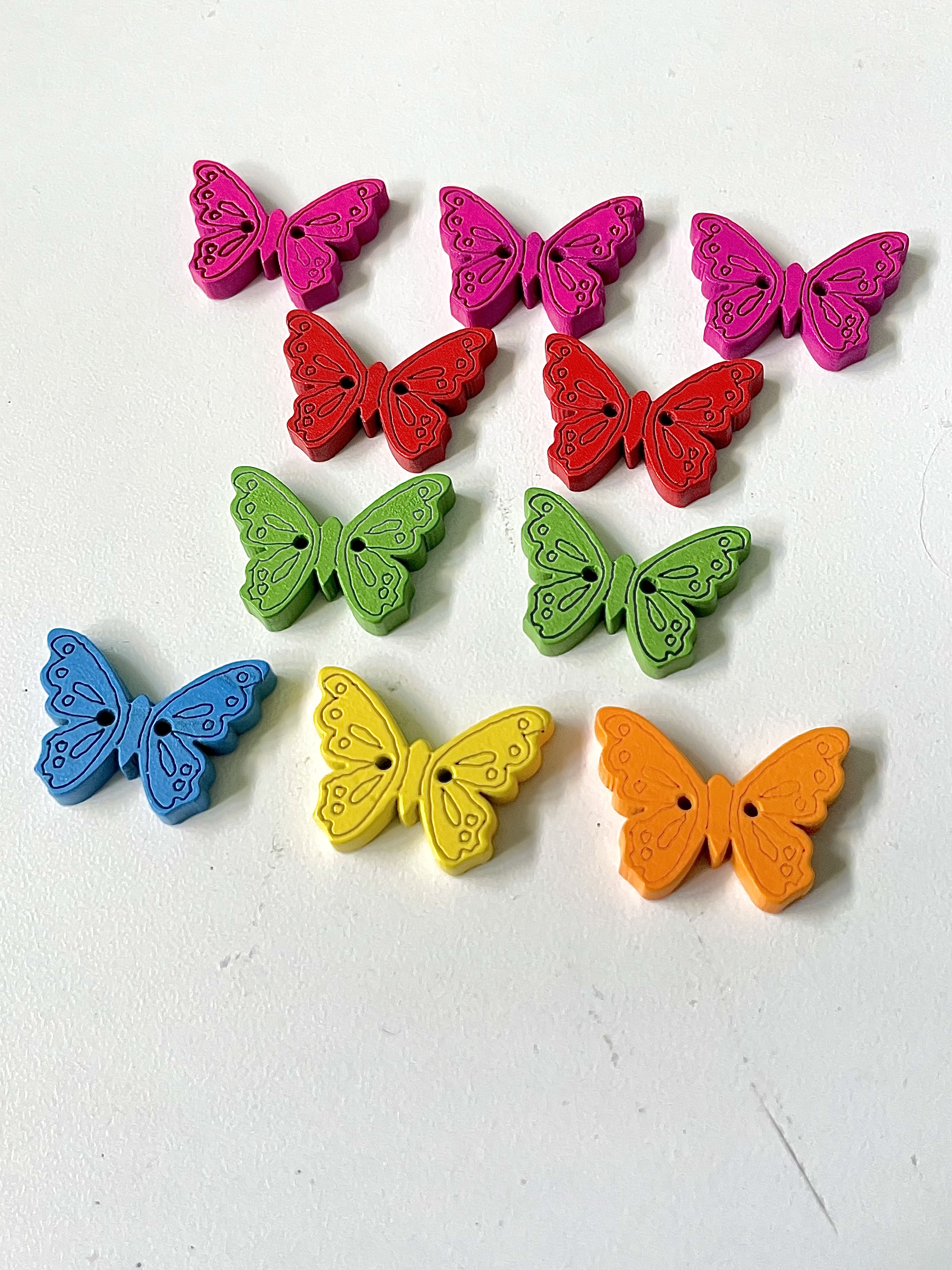 Colourful Laser Cut Butterfly Buttons