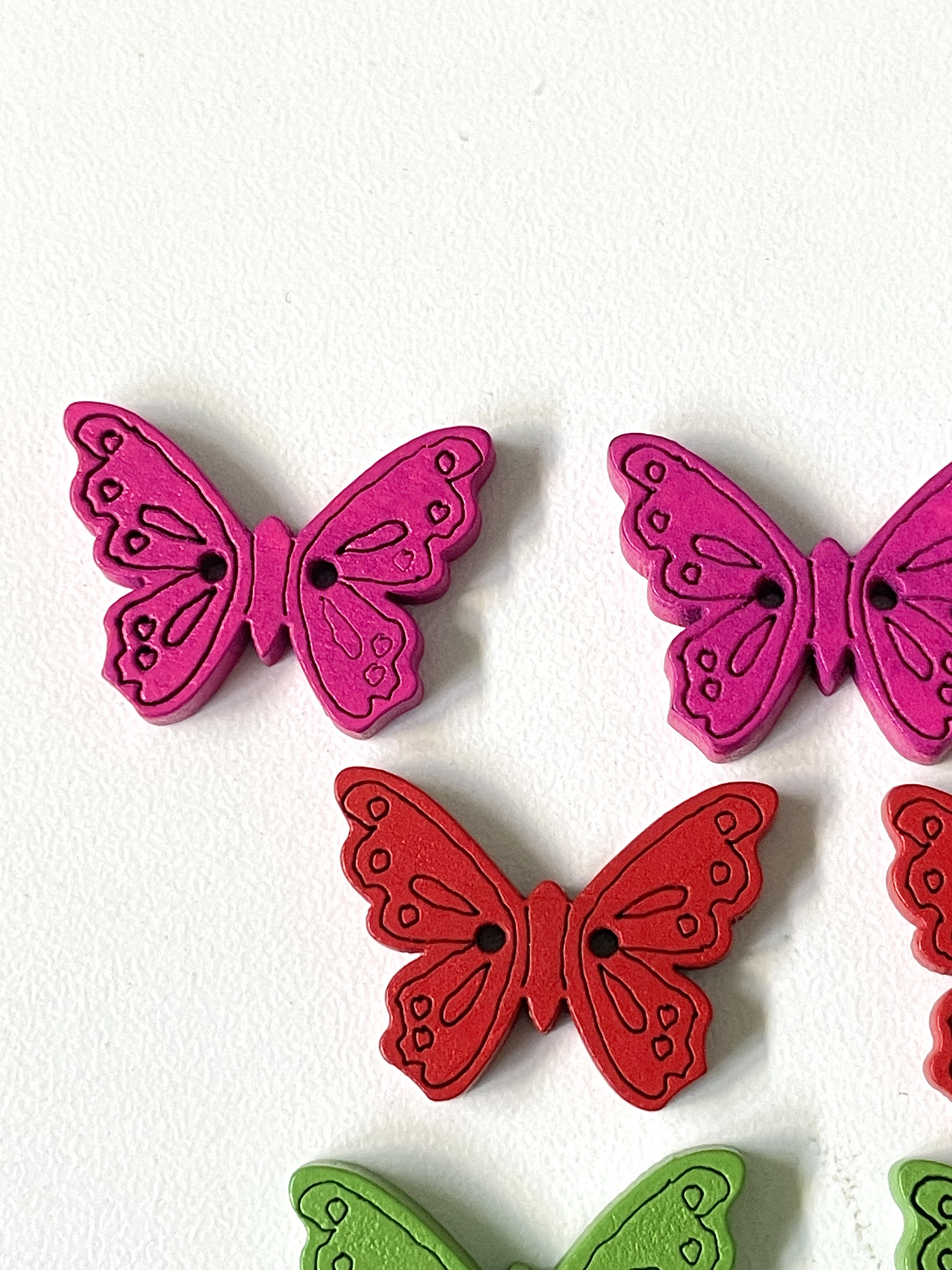 Colourful Laser Cut Butterfly Buttons 