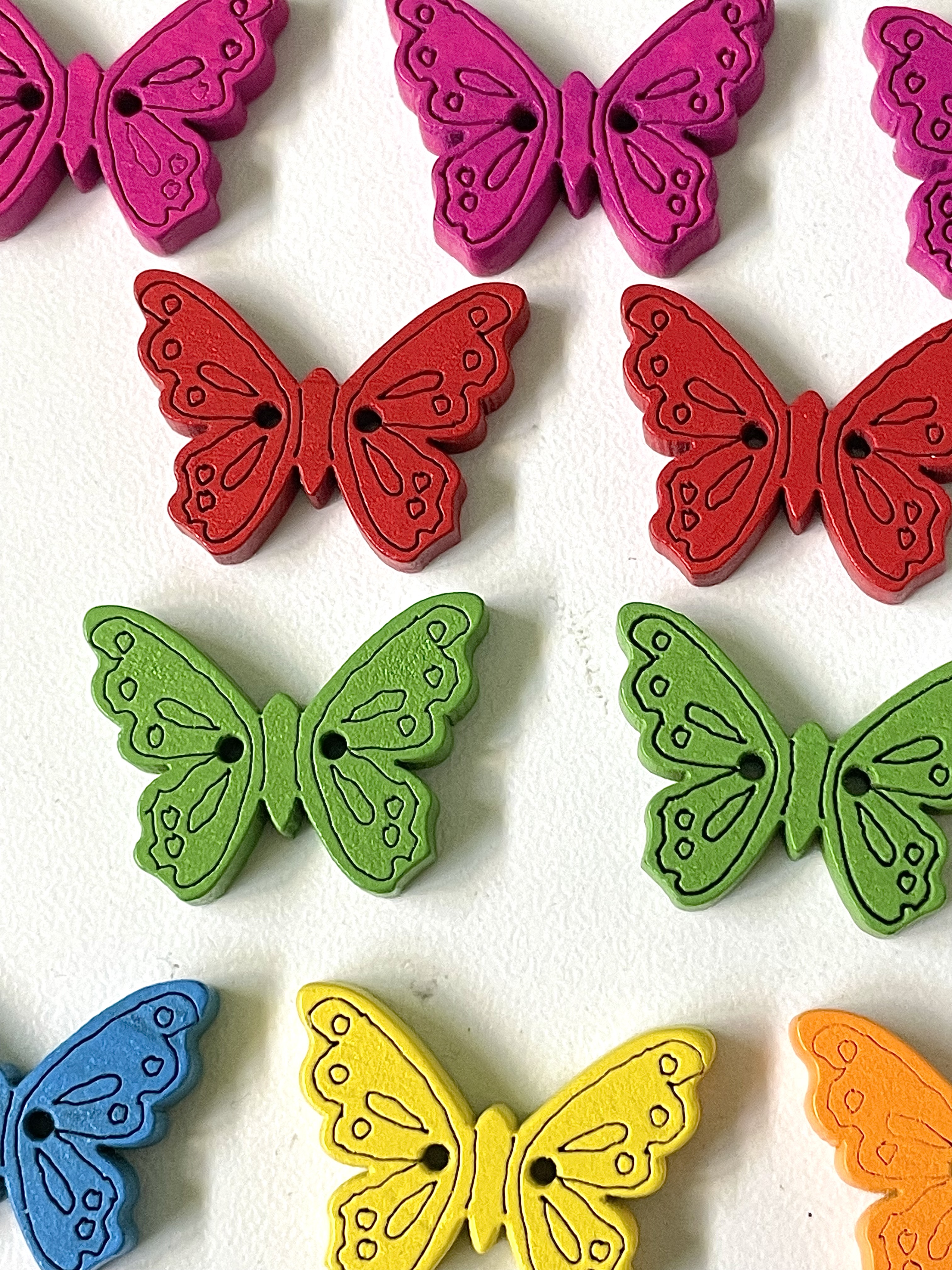 Colourful Laser Cut Butterfly Buttons 