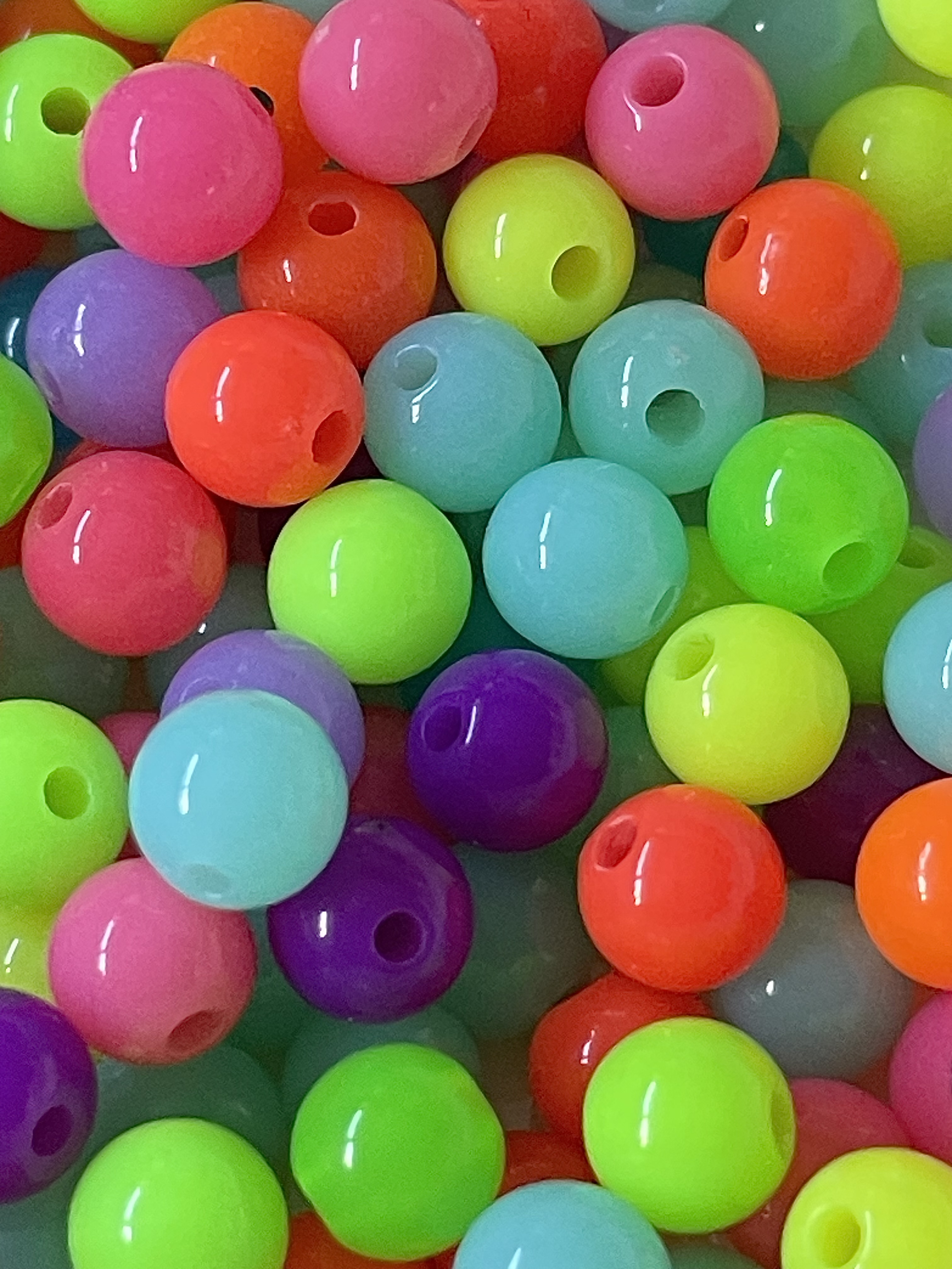 6mm Colourful Neon Mix Round Bubblegum Resin Juice Globe Beads