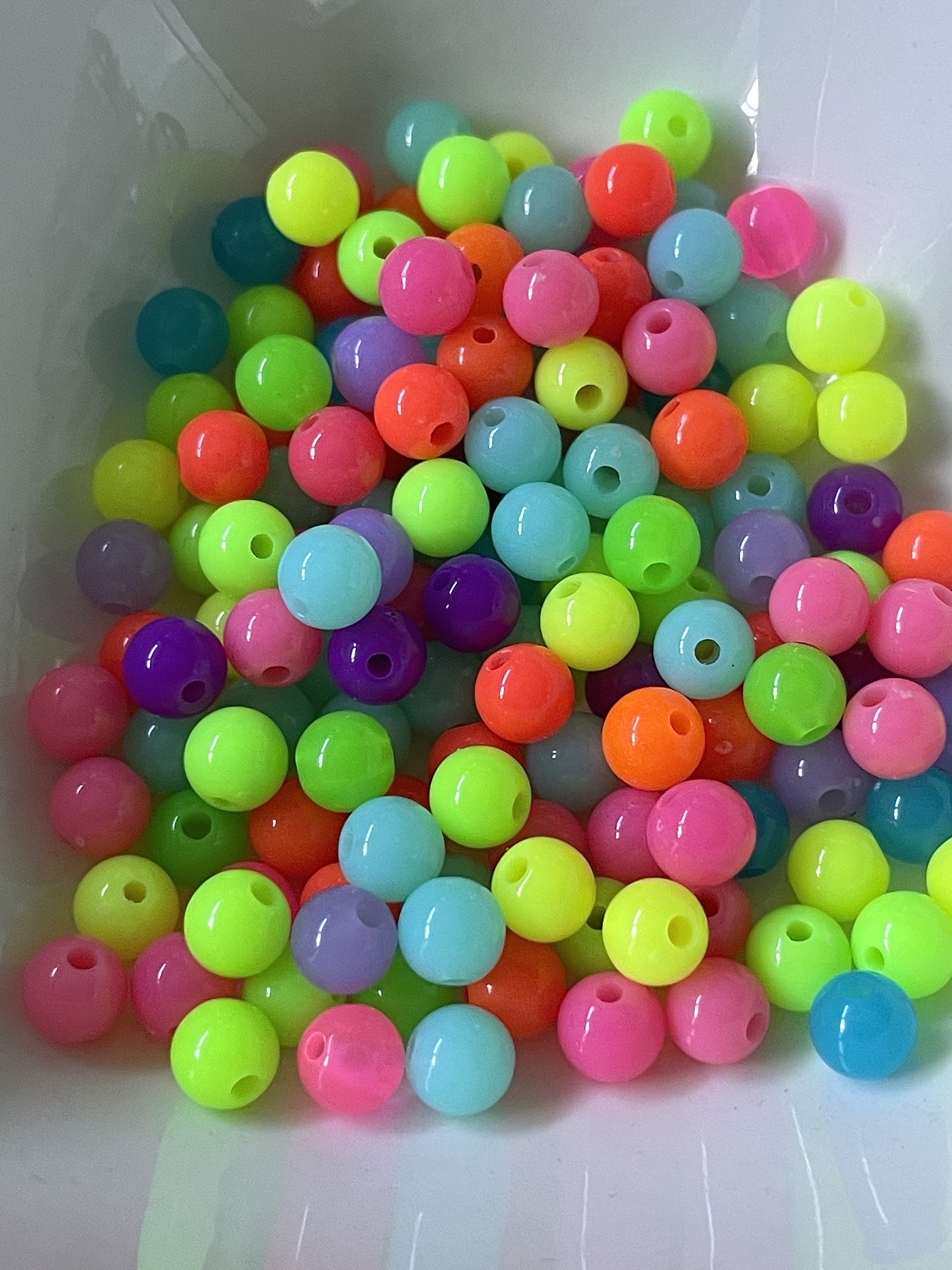 6mm Colourful Neon Mix Round Bubblegum Resin Juice Globe Beads