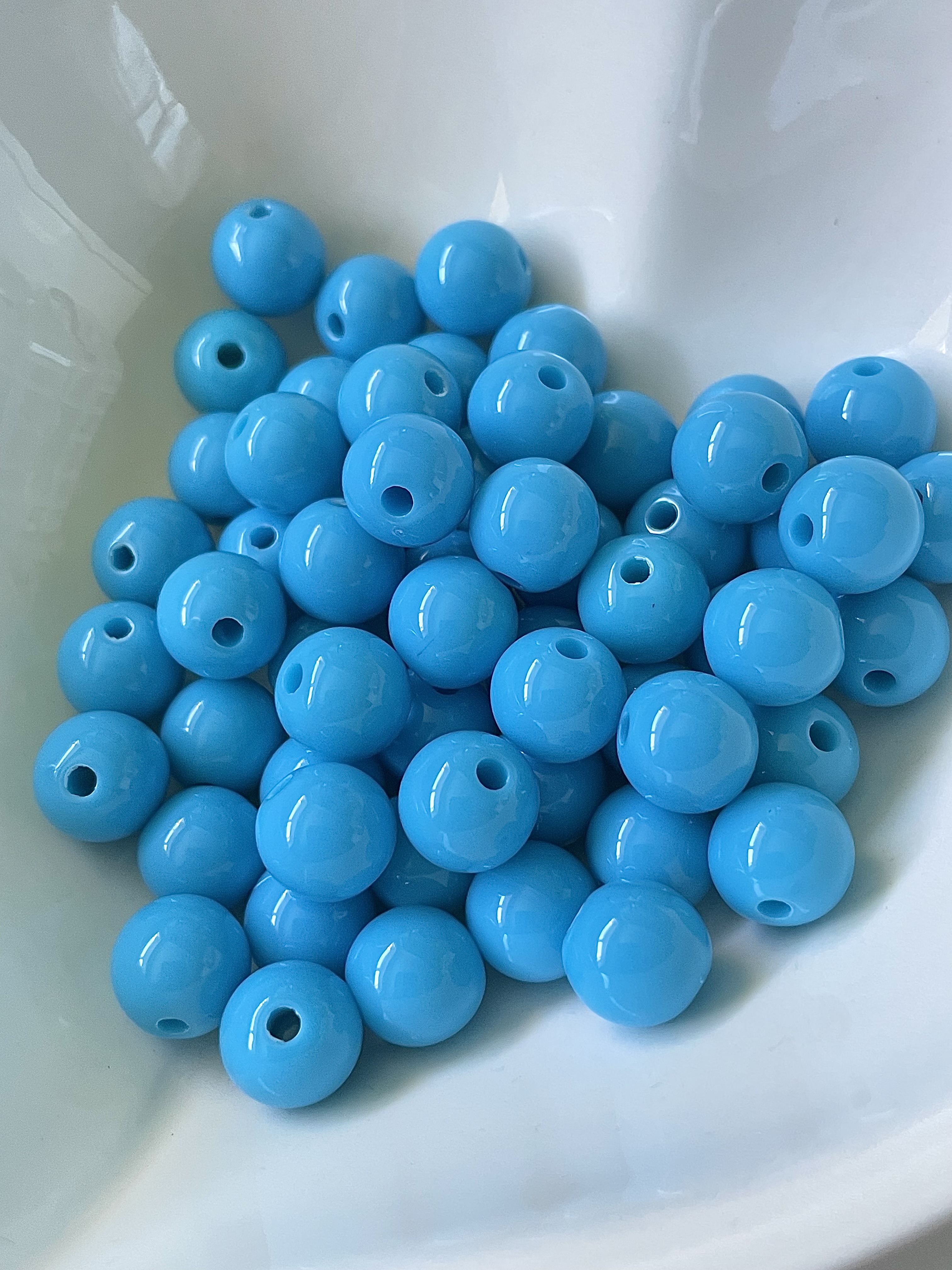 10mm Light Blue Round Bubblegum Resin Juice Globe Beads