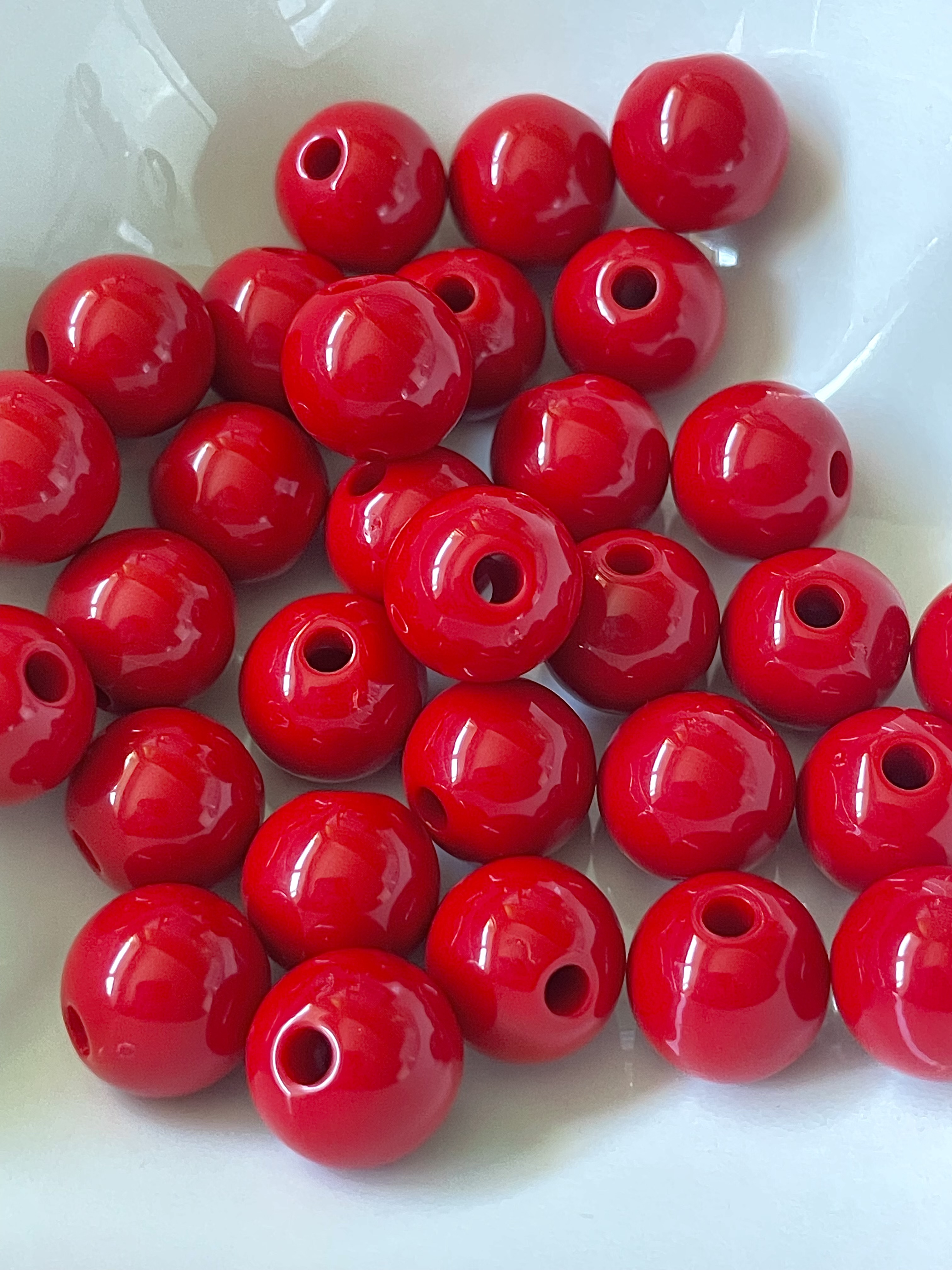12mm Red Round Bubblegum Resin Juice Globe Beads