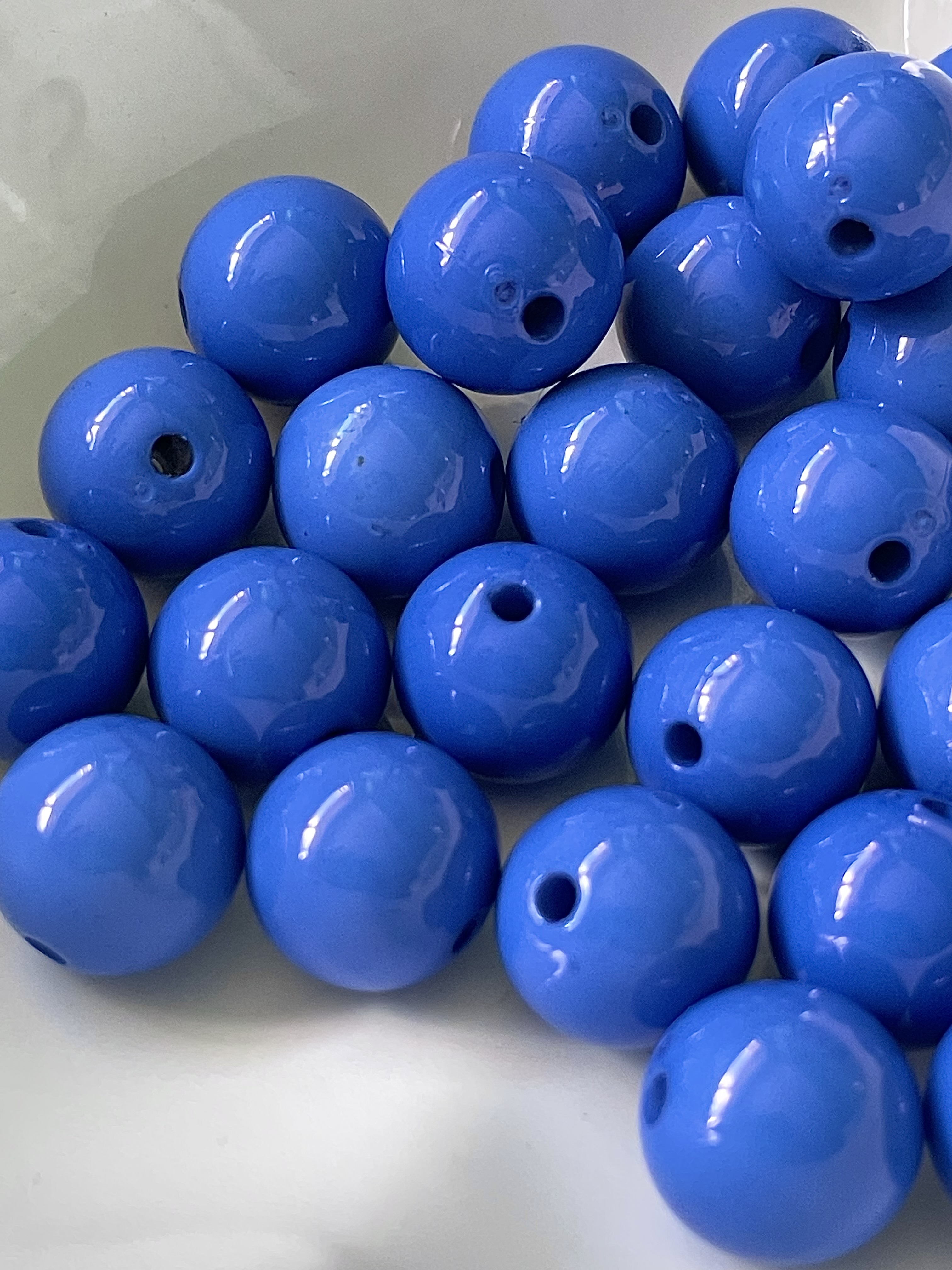 12mm Medium Blue Round Bubblegum Resin Juice Globe Beads