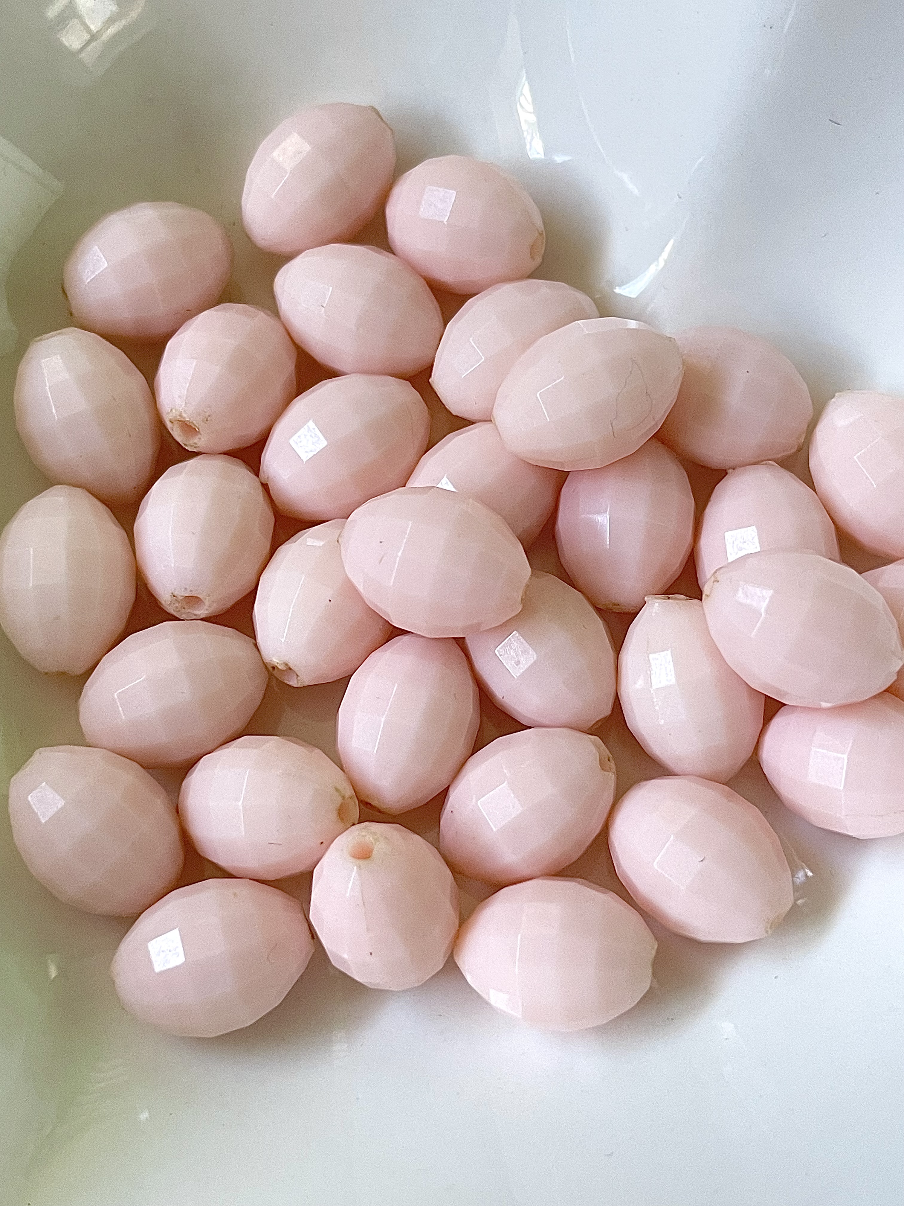 Faceted Pale Pink Oval Beads