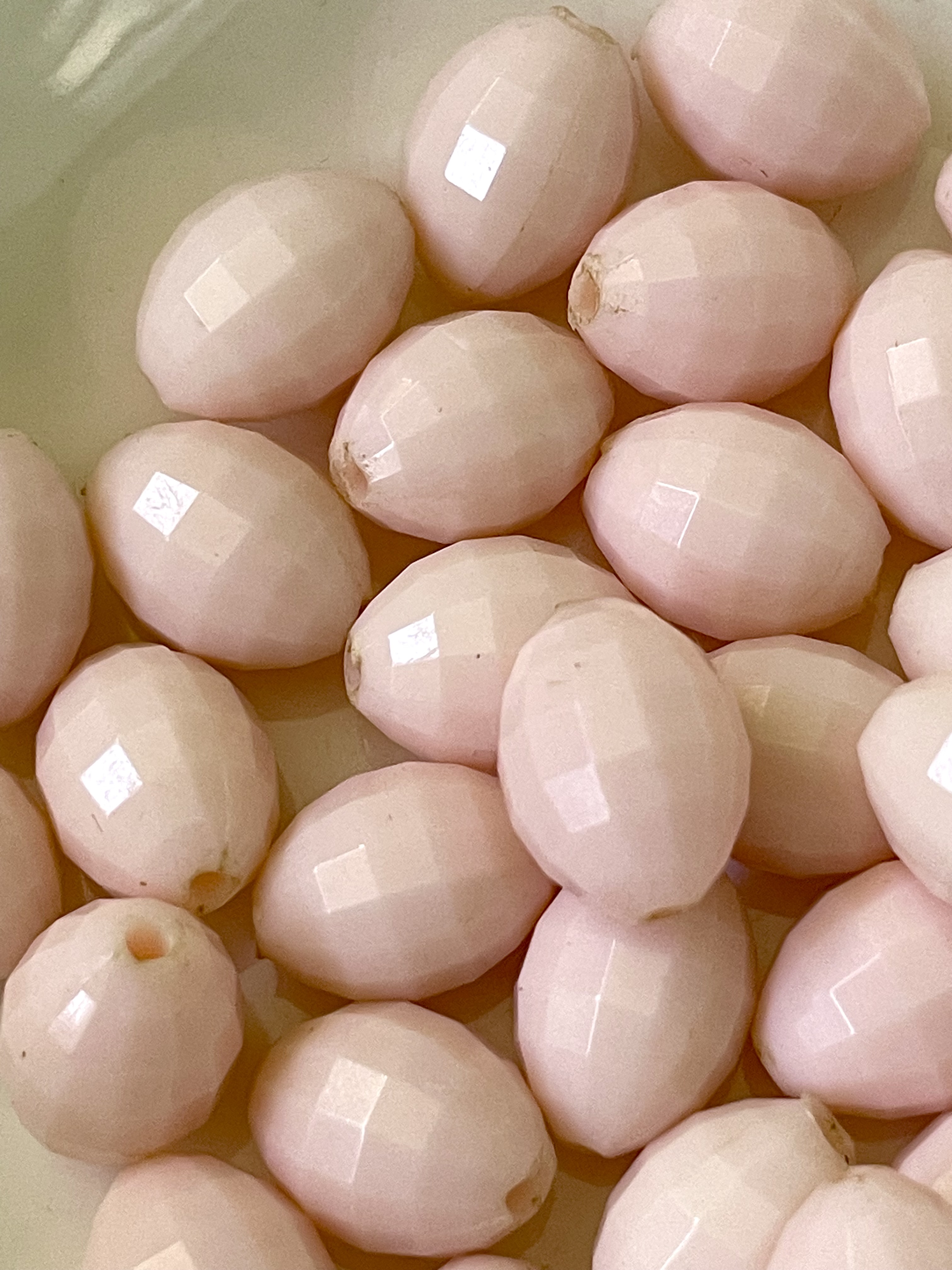Faceted Pale Pink Oval Beads