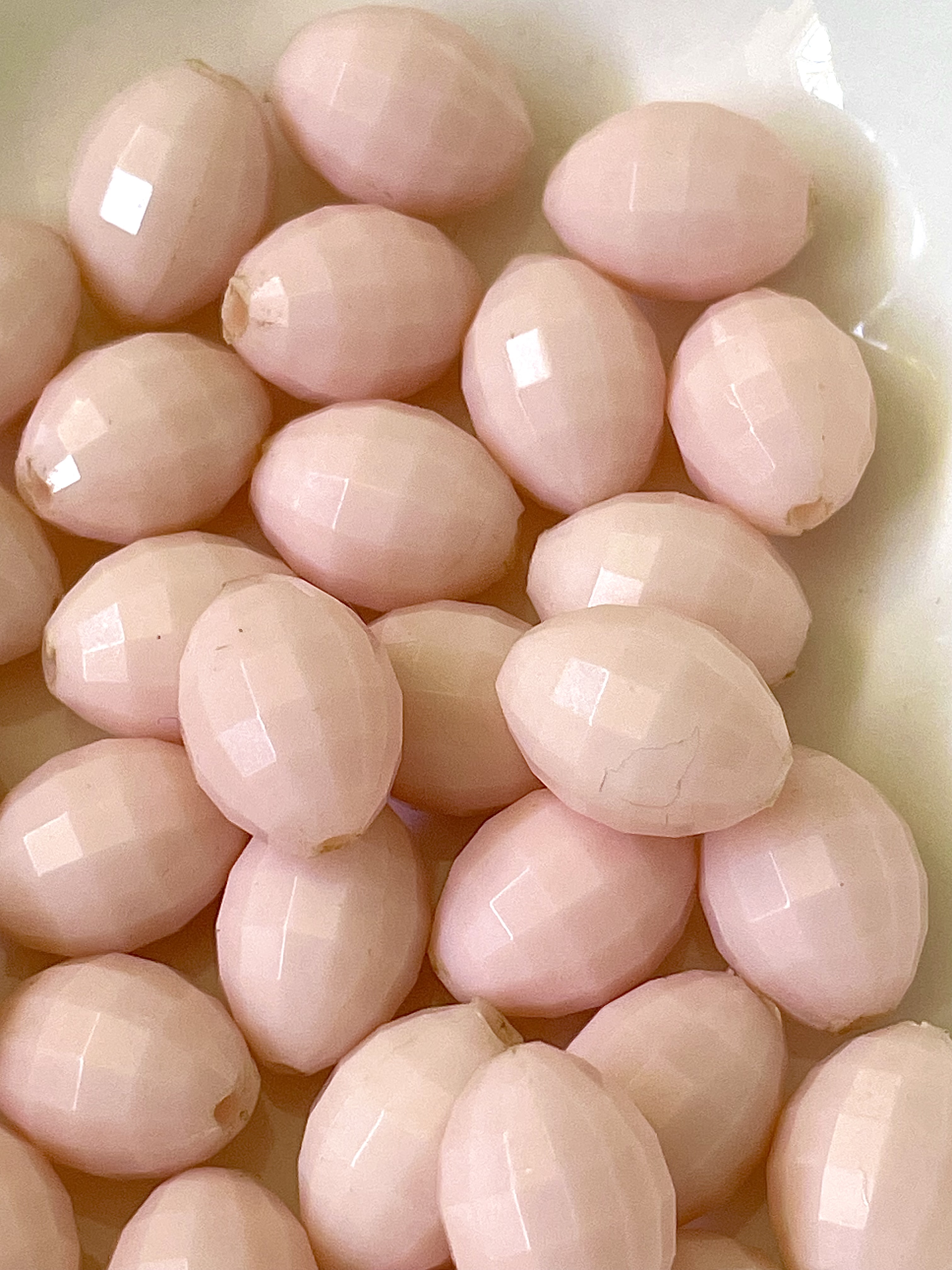 Faceted Pale Pink Oval Beads