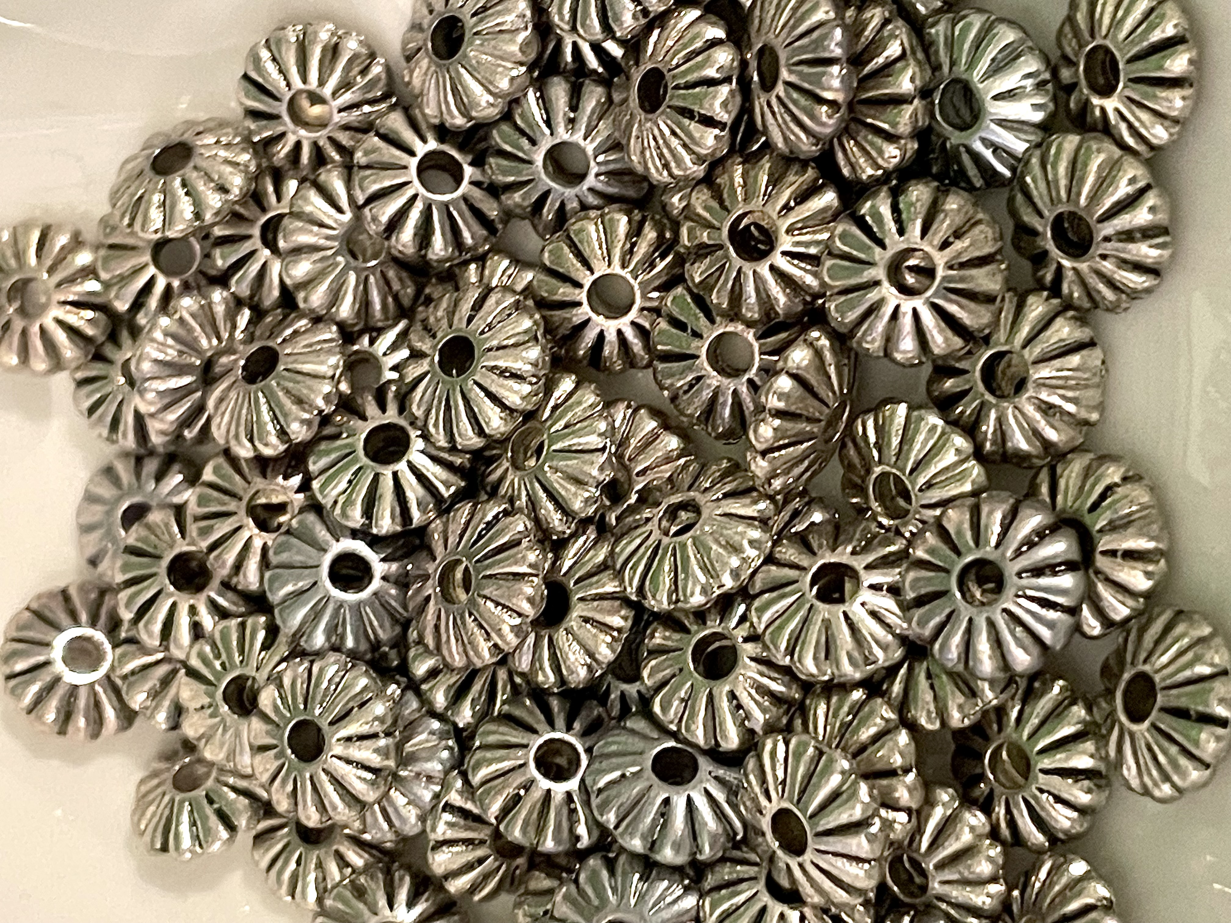 Antique Silver Metal Flower Spacer Beads
