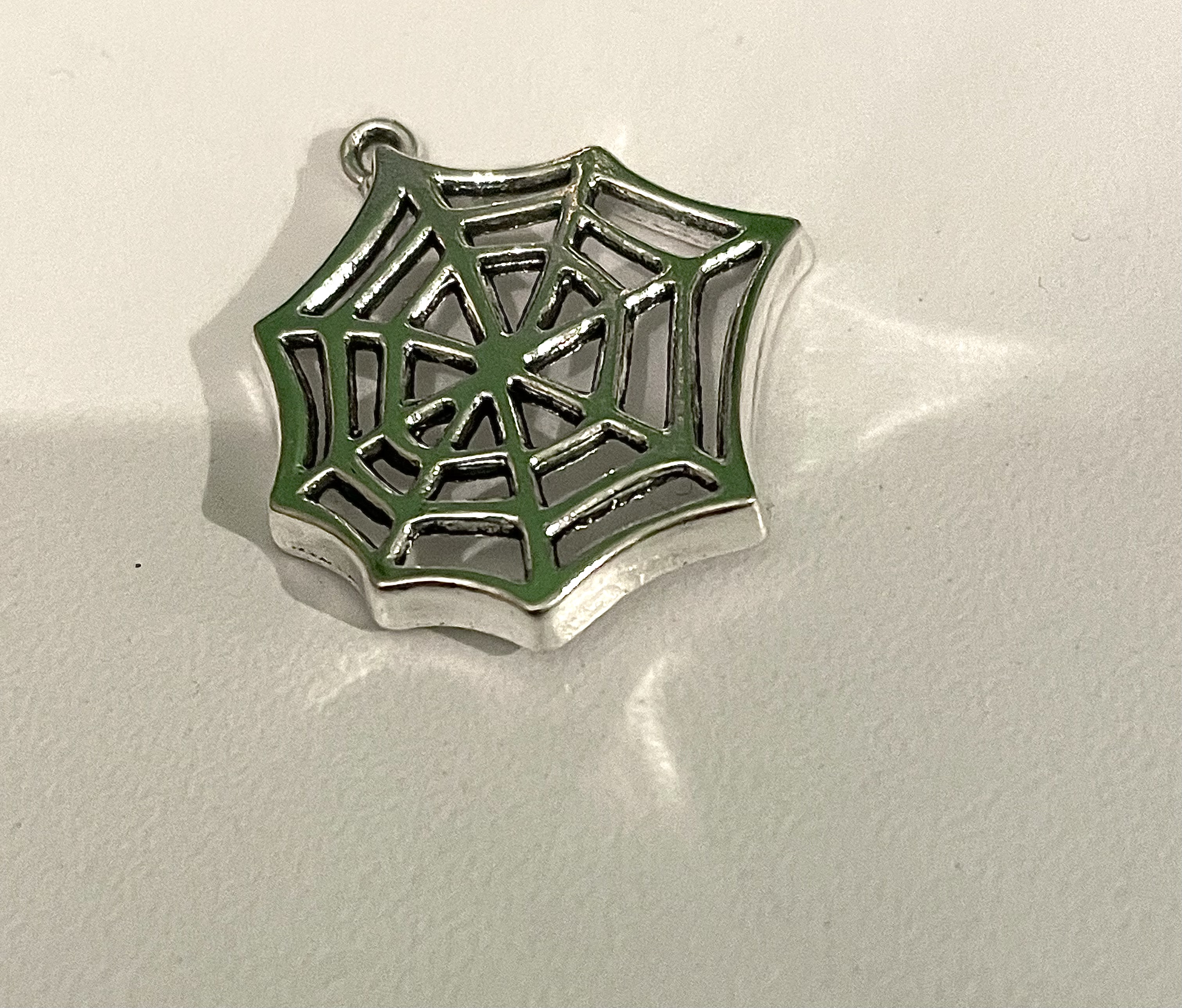 Silver Spiderweb Charm Pendant