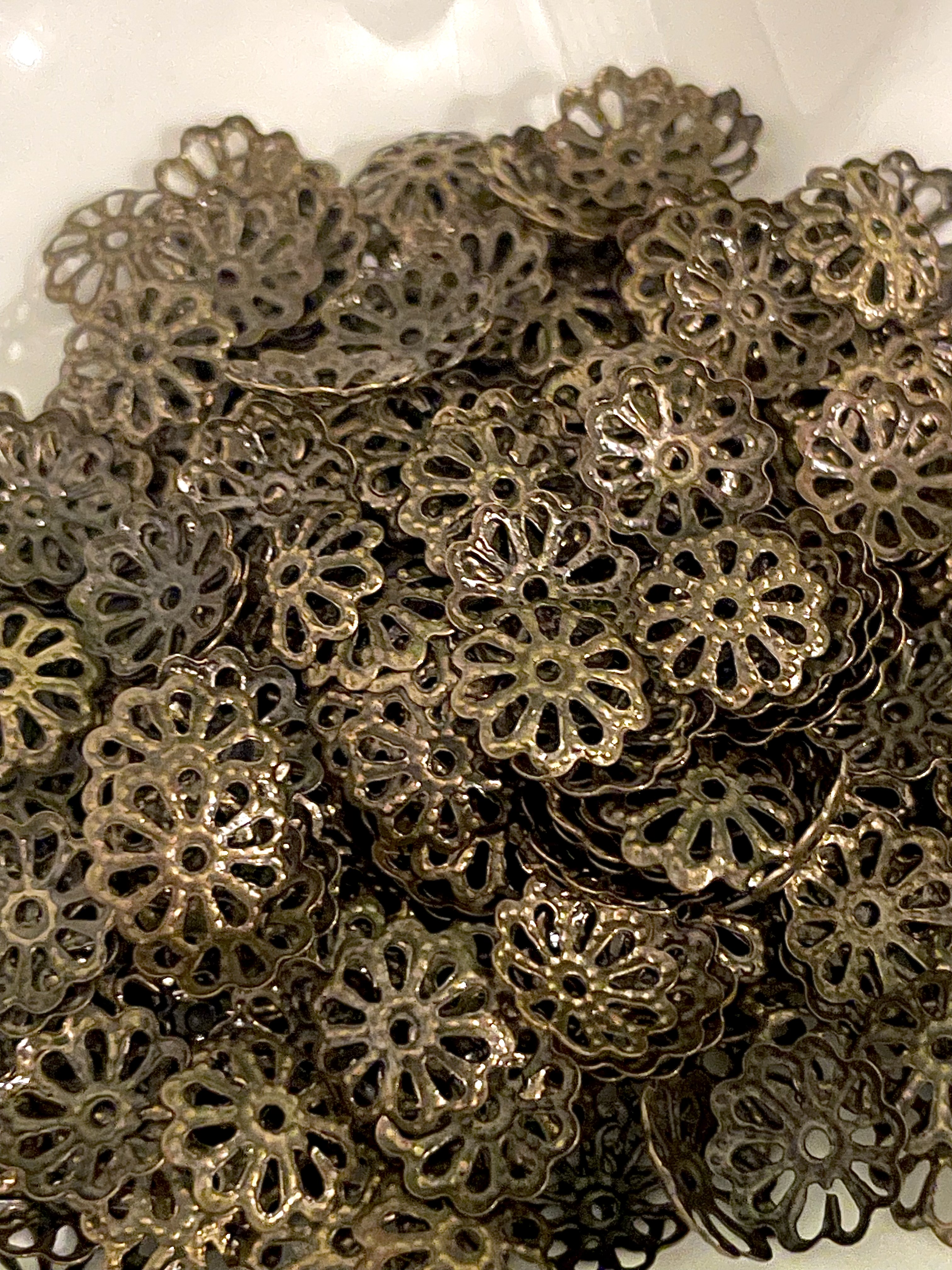 8mm Antique Bronze Flower Bead Caps