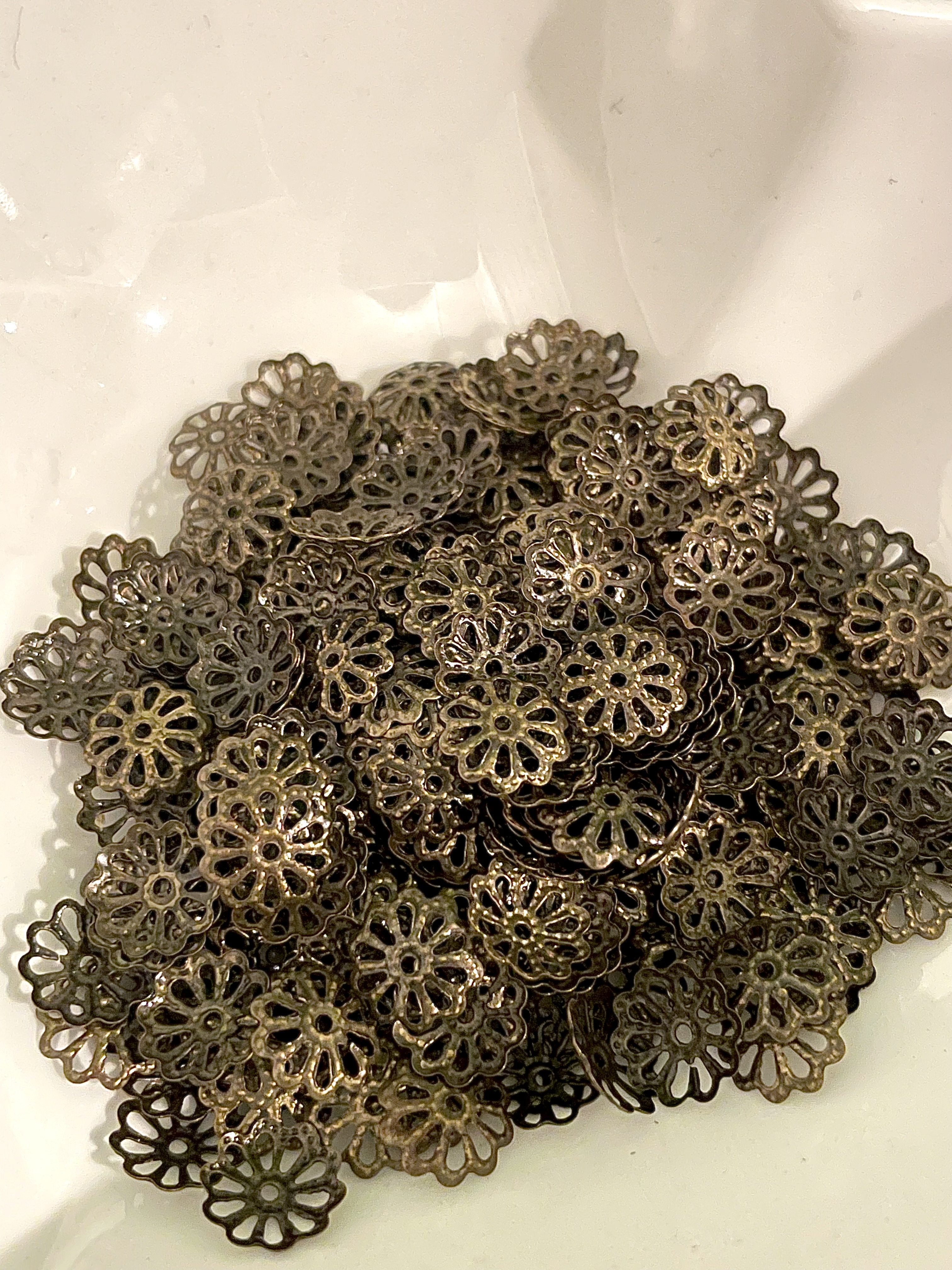 8mm Antique Bronze Flower Bead Caps