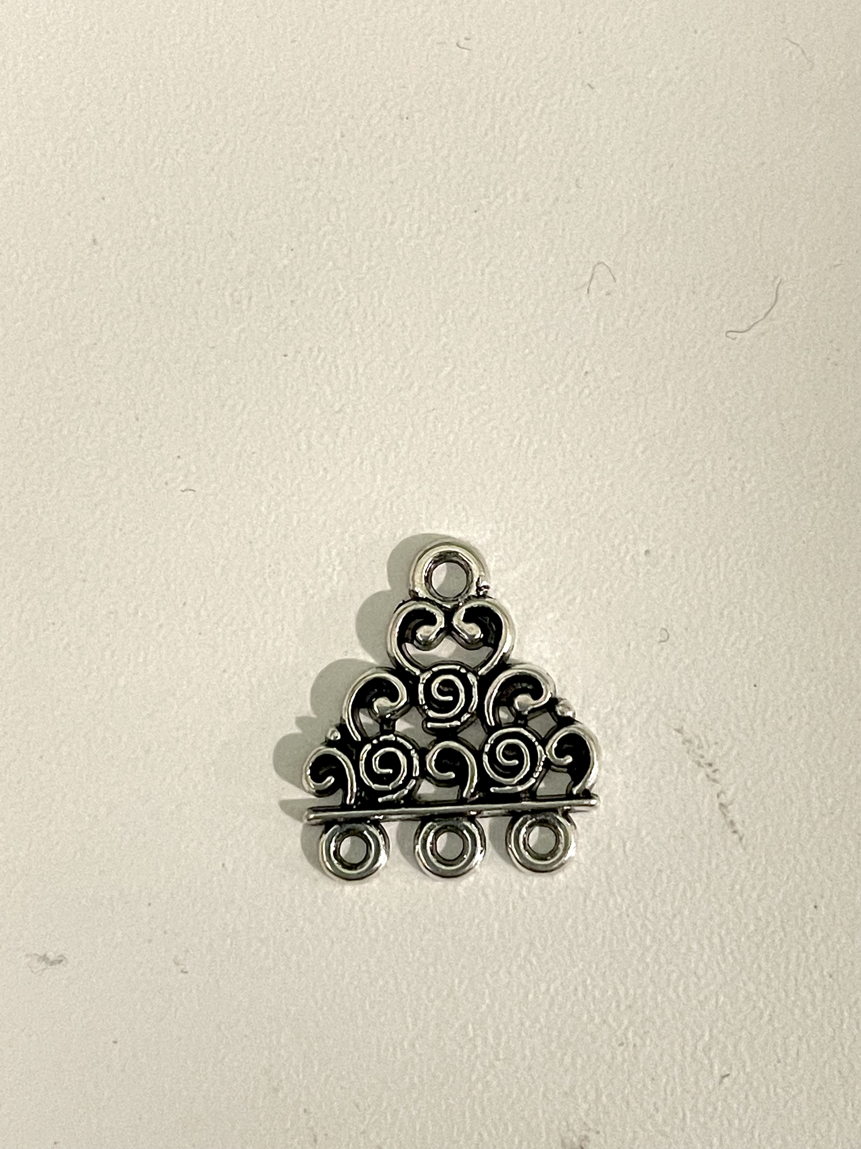 Swirl 3 Strand Silver Connector