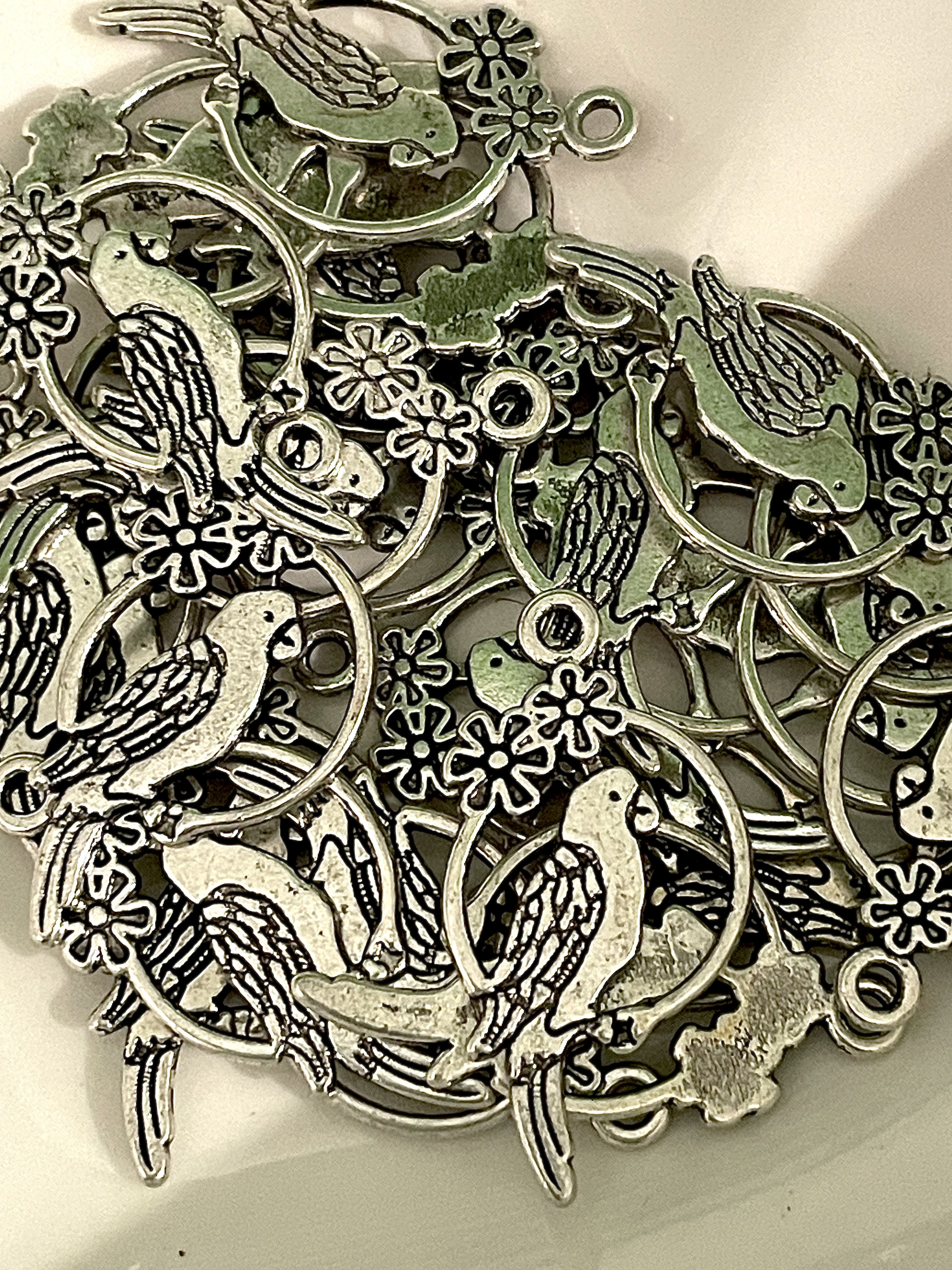 Antique Tibetan Silver Parrot Charms Pendants