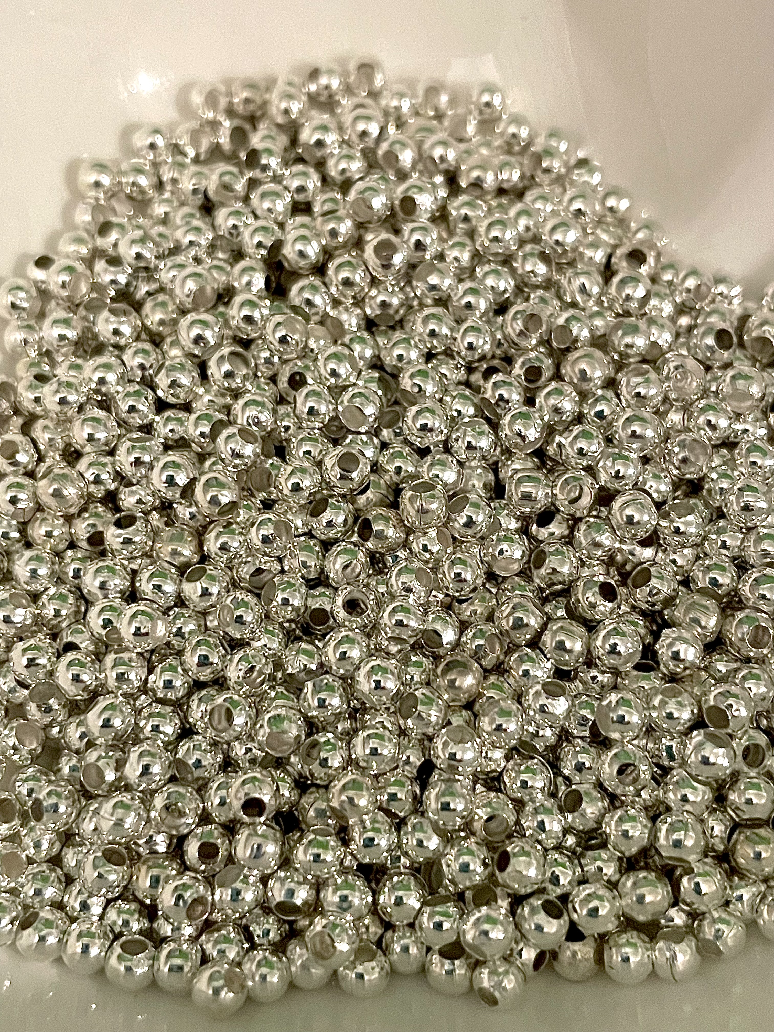 3mm Round Silver Spacer Beads 