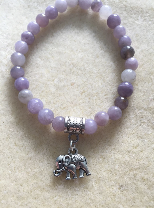 Lilac Quartz Elephant Charm Bracelet